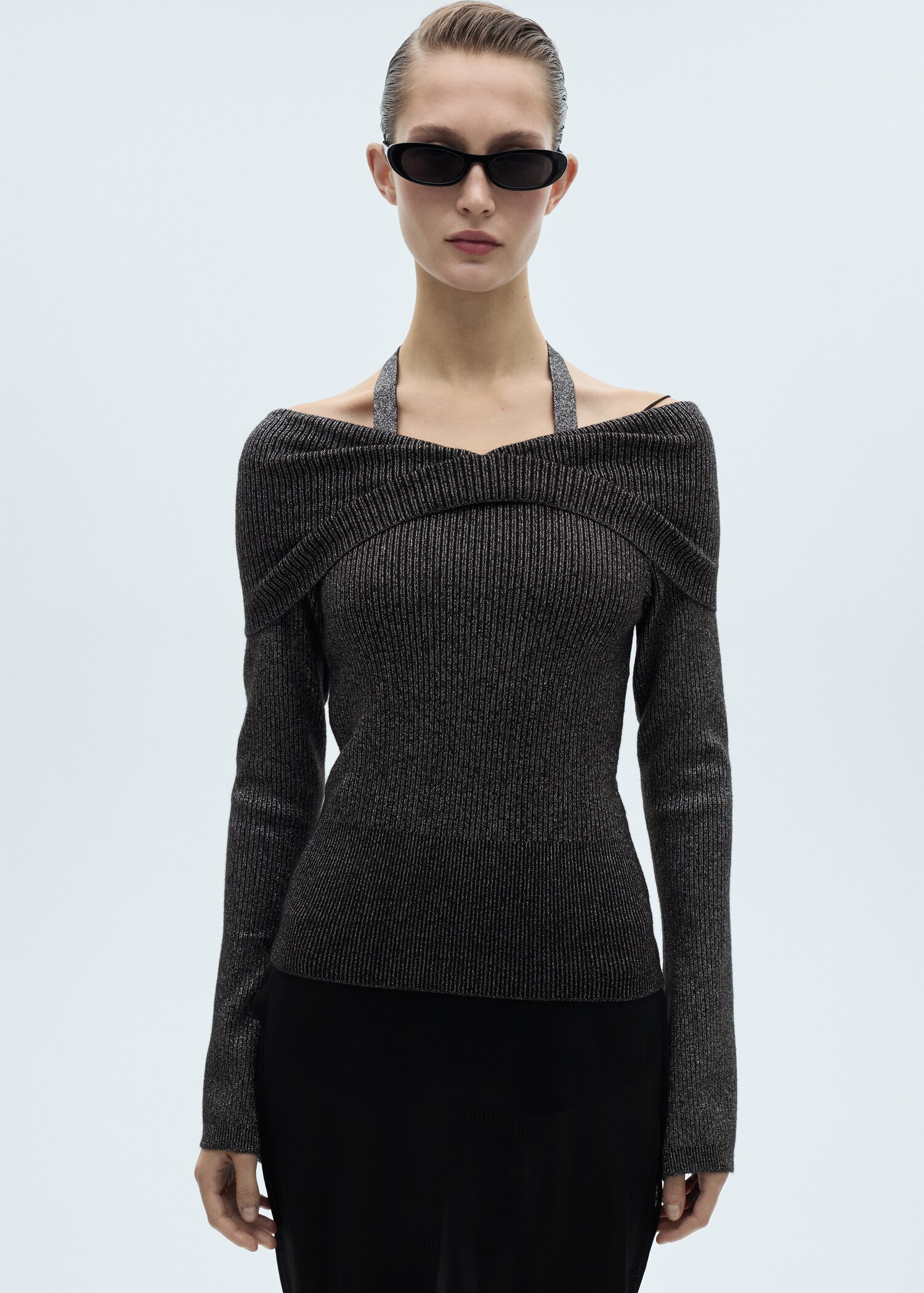 Lurex sweater with bare shoulders - Medium plane