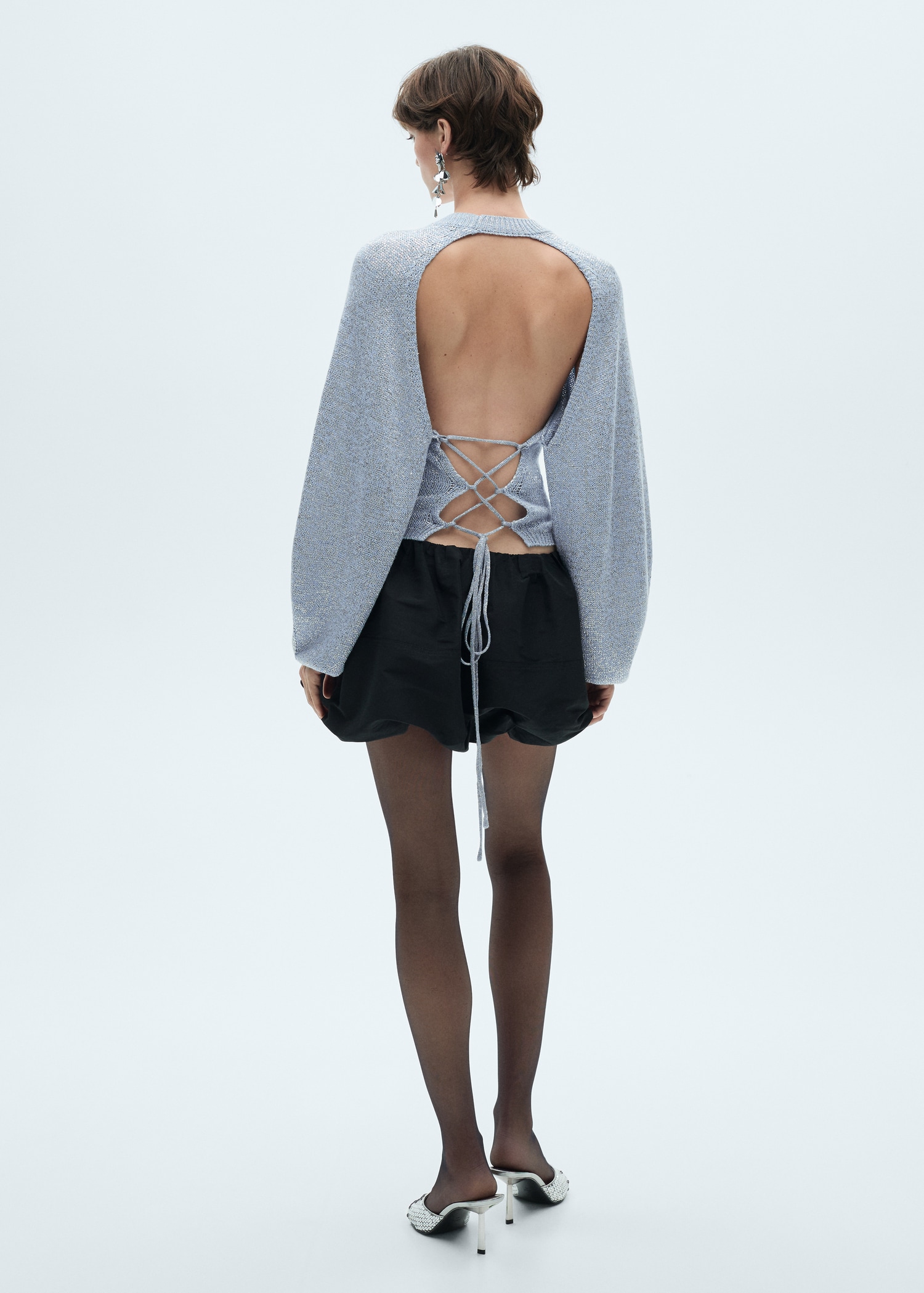 Knitted Jumper Dress Backless Jumper Open-back Lurex Sweater Women MANGO Syria Knitted Jumper Dress Backless Jumper Open-back Lurex Sweater Women MANGO Syria