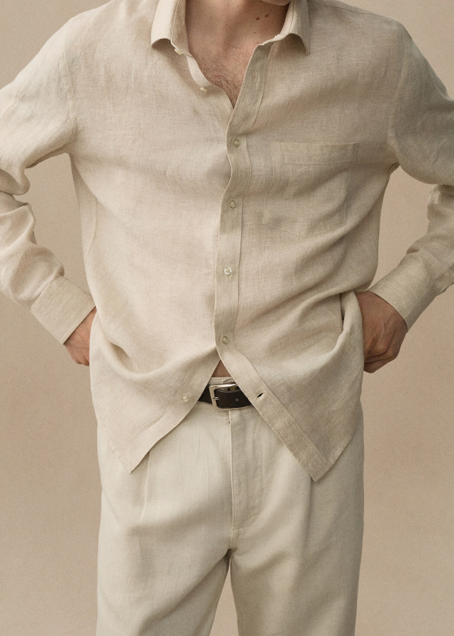 Classic fit 100% linen shirt - Details of the article 9