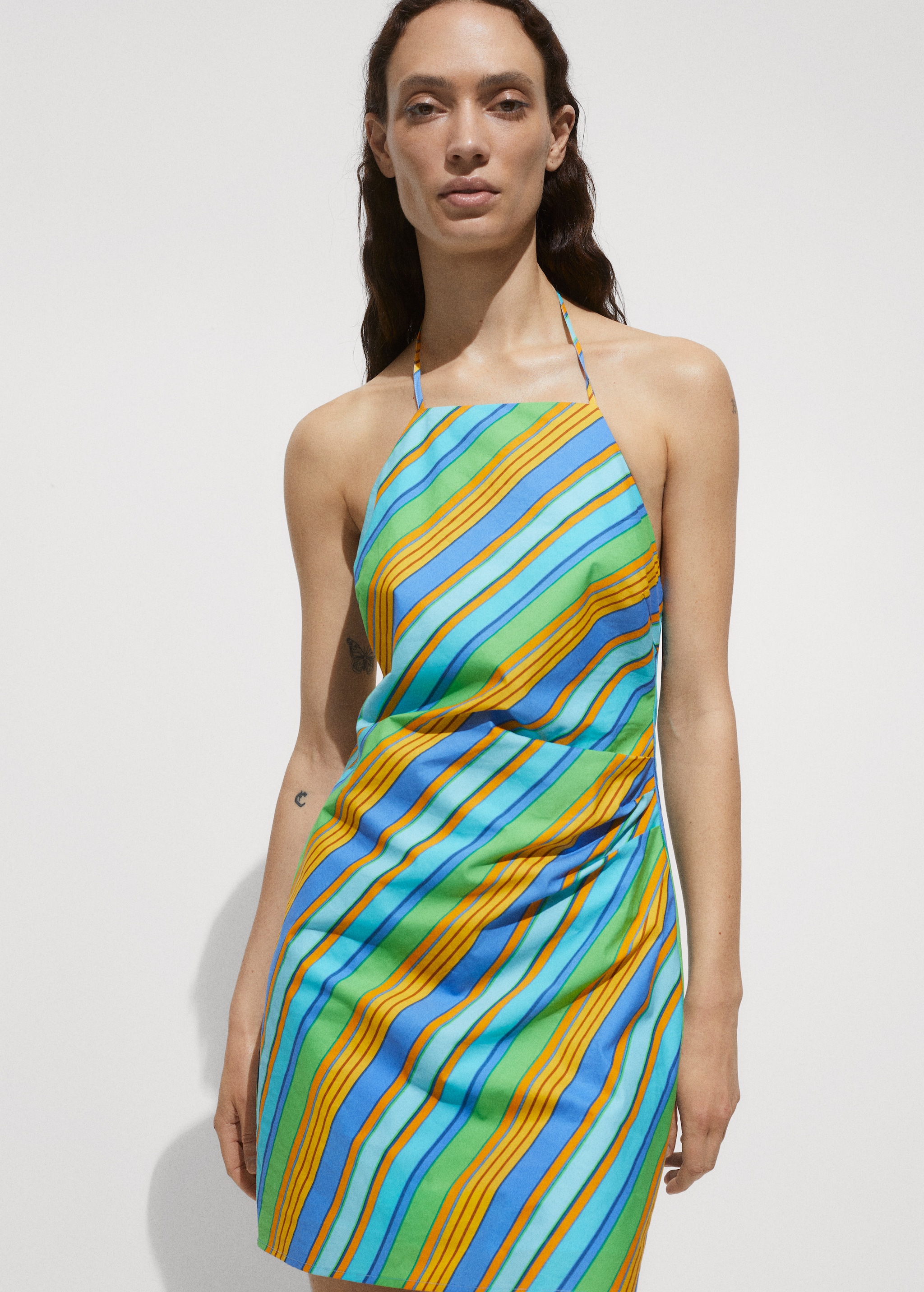 Halter dress with striped print - Medium plane