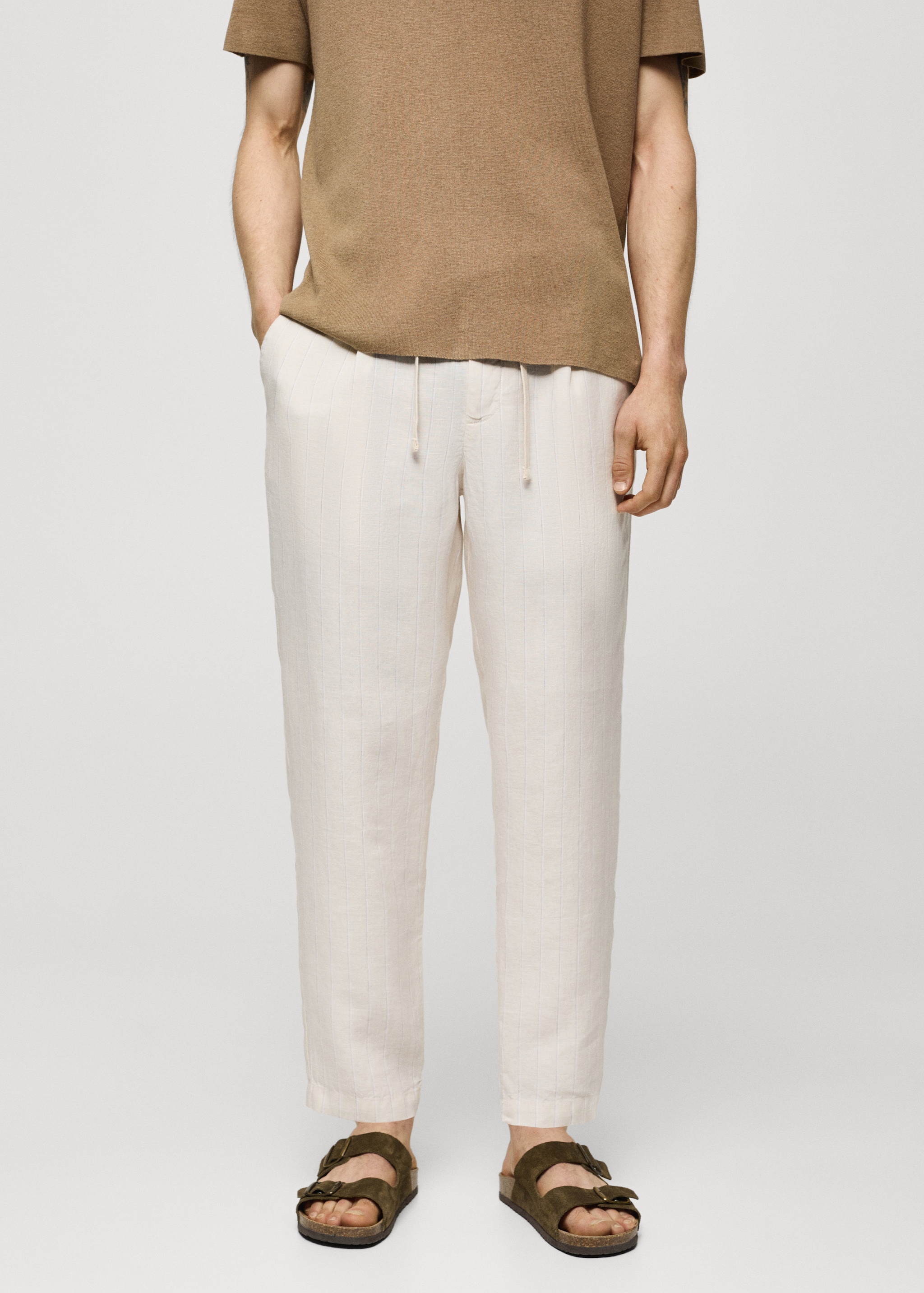 Beige Zara Hombre Pantalon Lino Zara Chile Pantalones Lino Zara