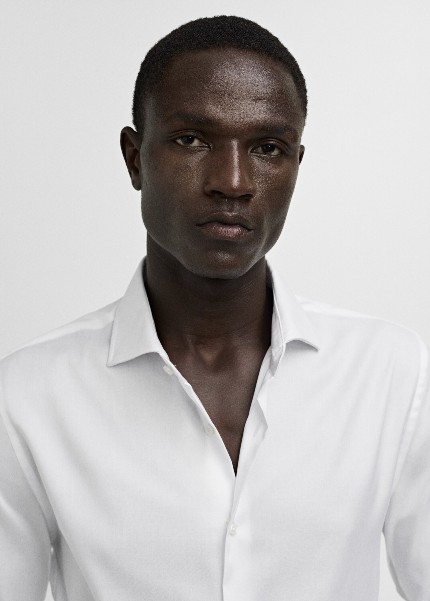 Slim-fit textured cotton suit shirt - Details of the article 1