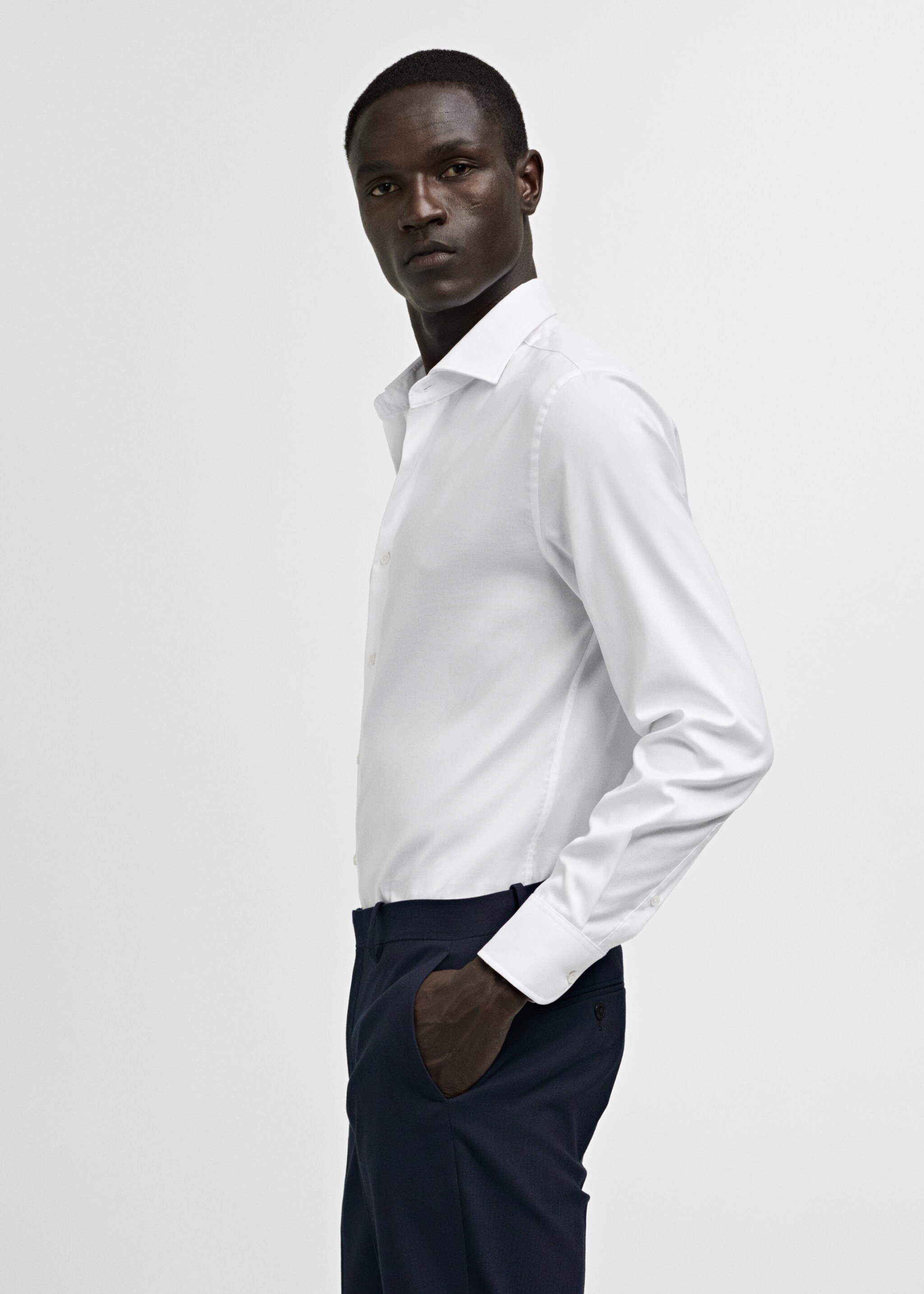Slim-fit textured cotton suit shirt - Details of the article 2