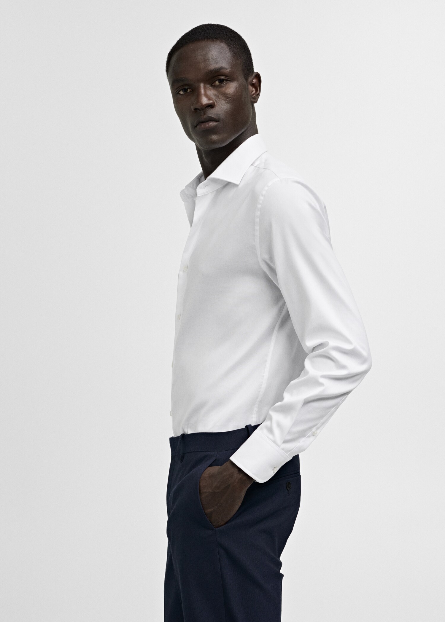 Slim-fit textured cotton suit shirt - Details of the article 2