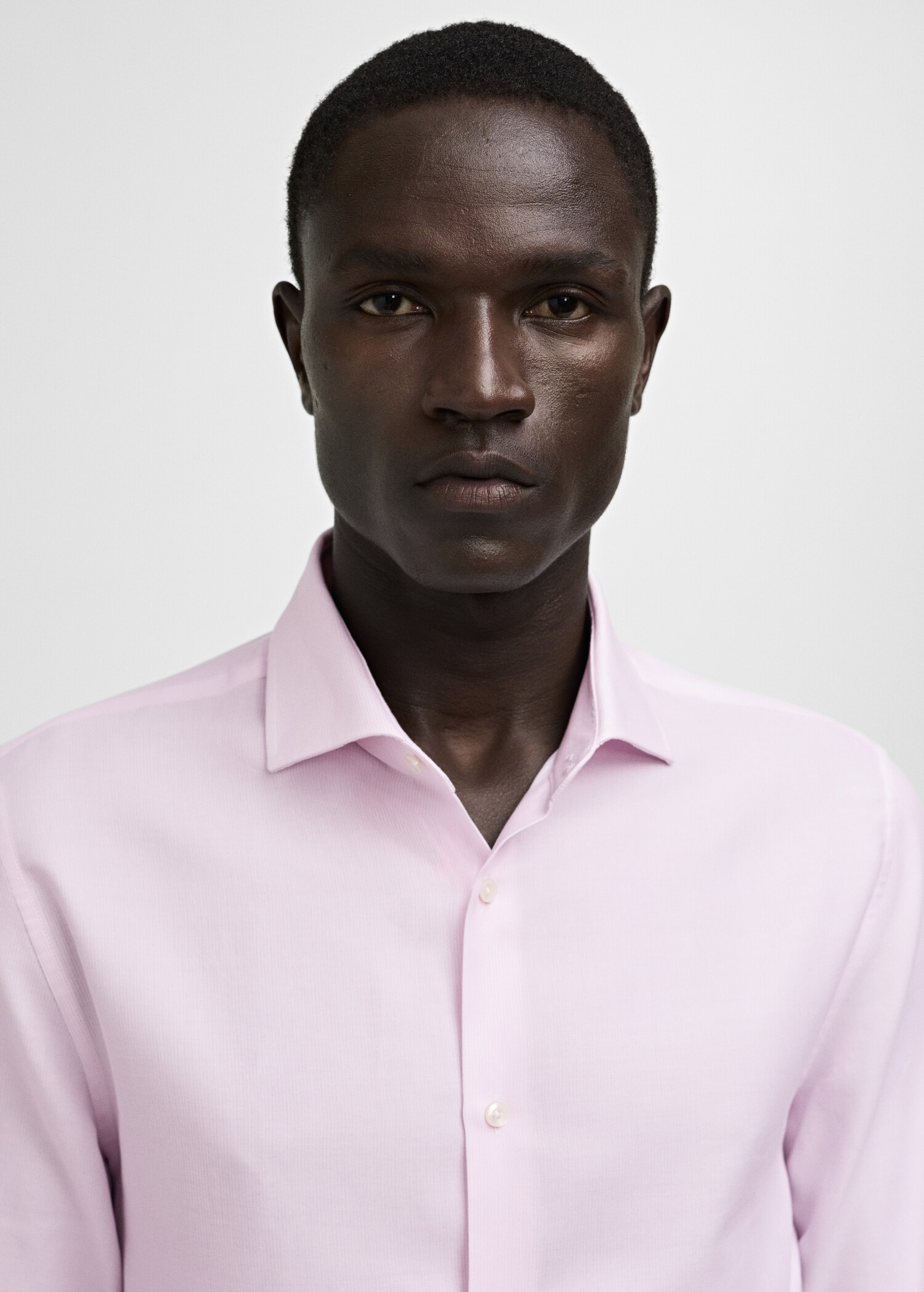 Slim-fit micro-stripe twill suit shirt - Details of the article 1