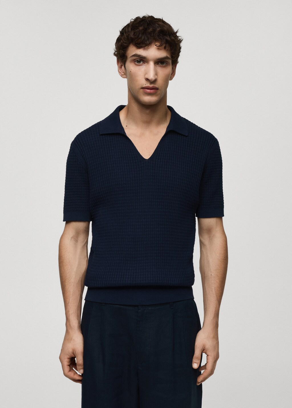 Mango Rippstrick-Poloshirt