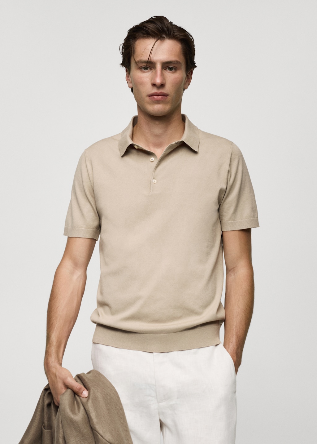 Fine-knit polo shirt