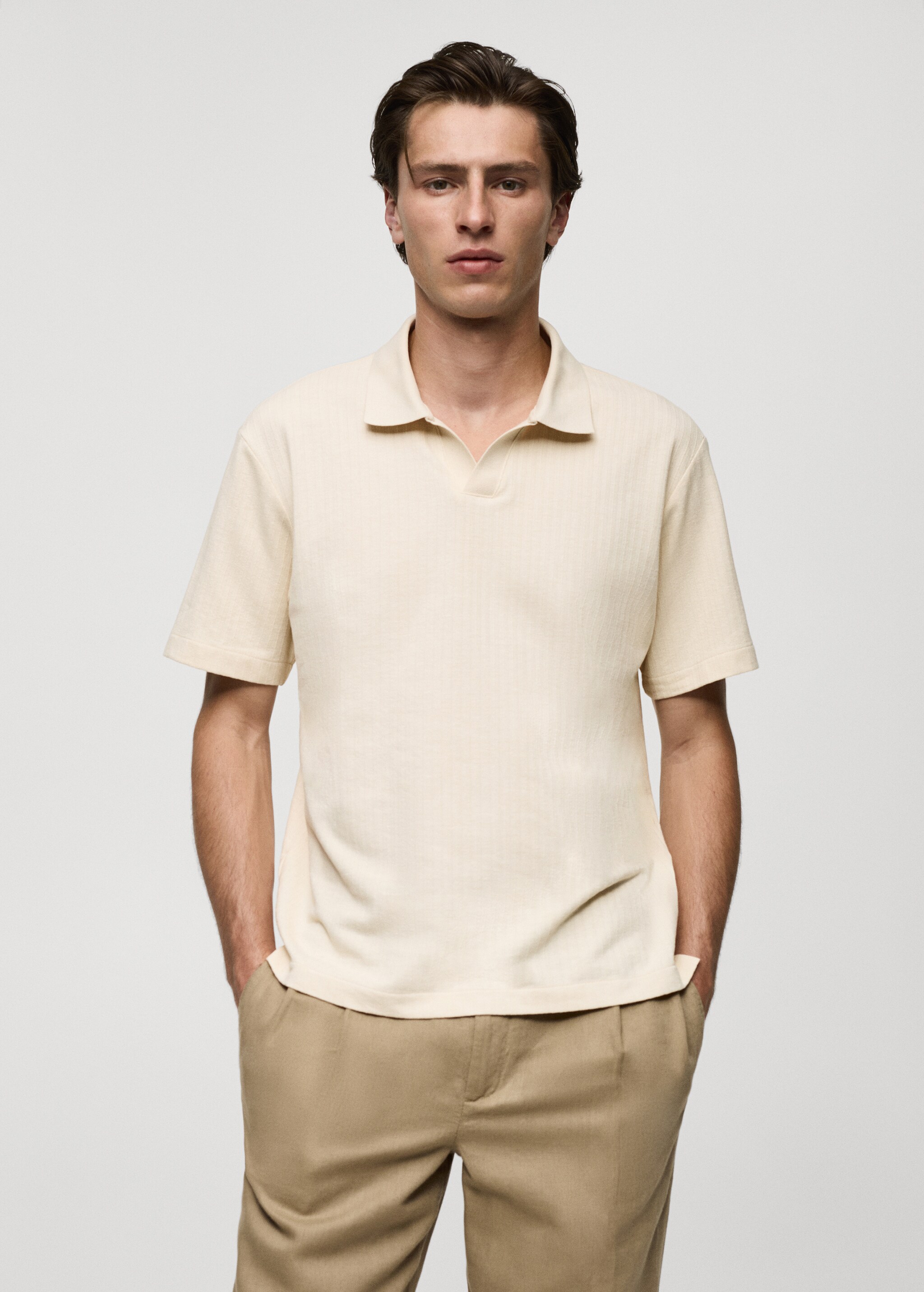 Micro-structure regular-fit cotton polo shirt - Medium plane