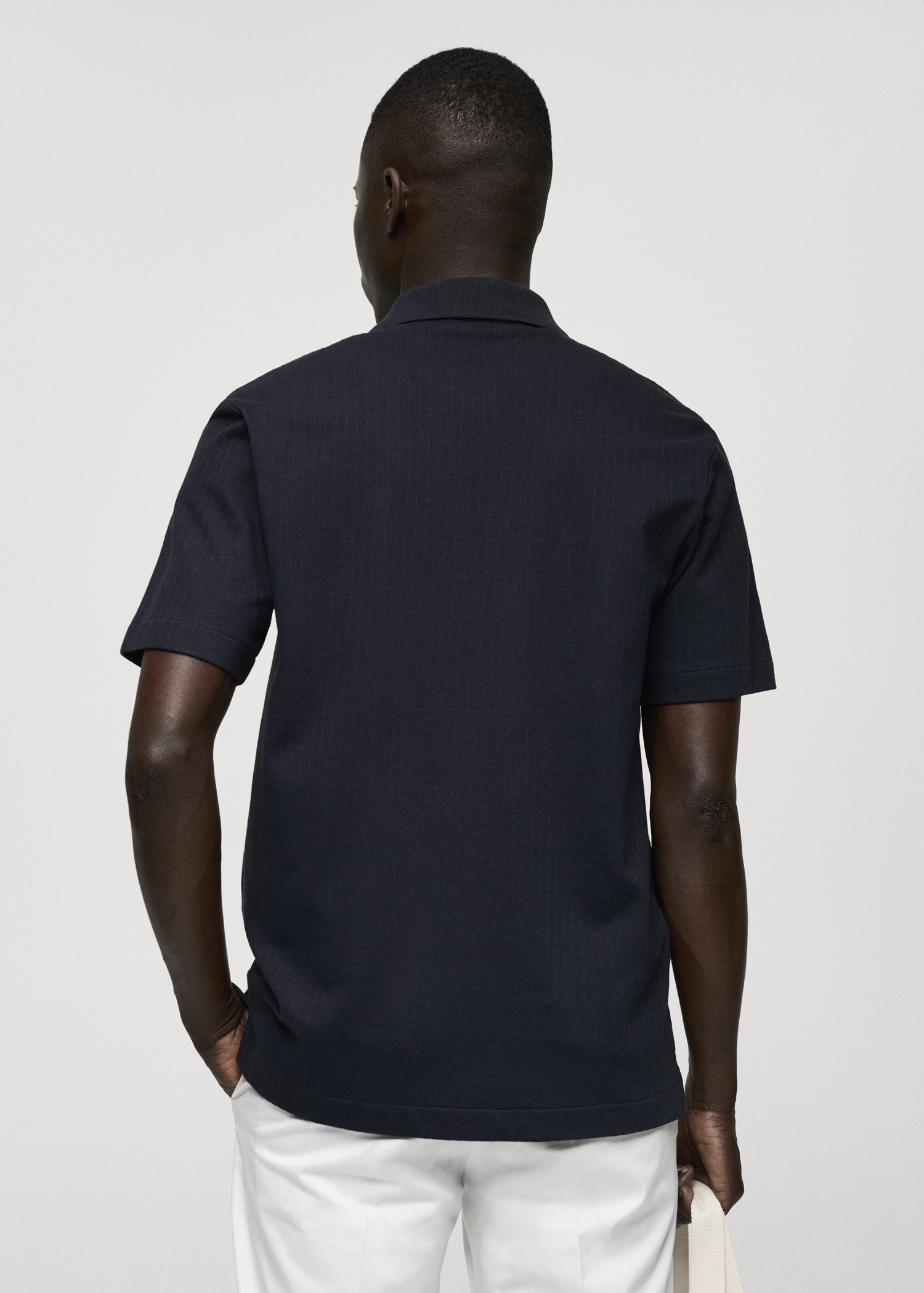 Regular-fit ribbed cotton polo shirt - Reverse of the article