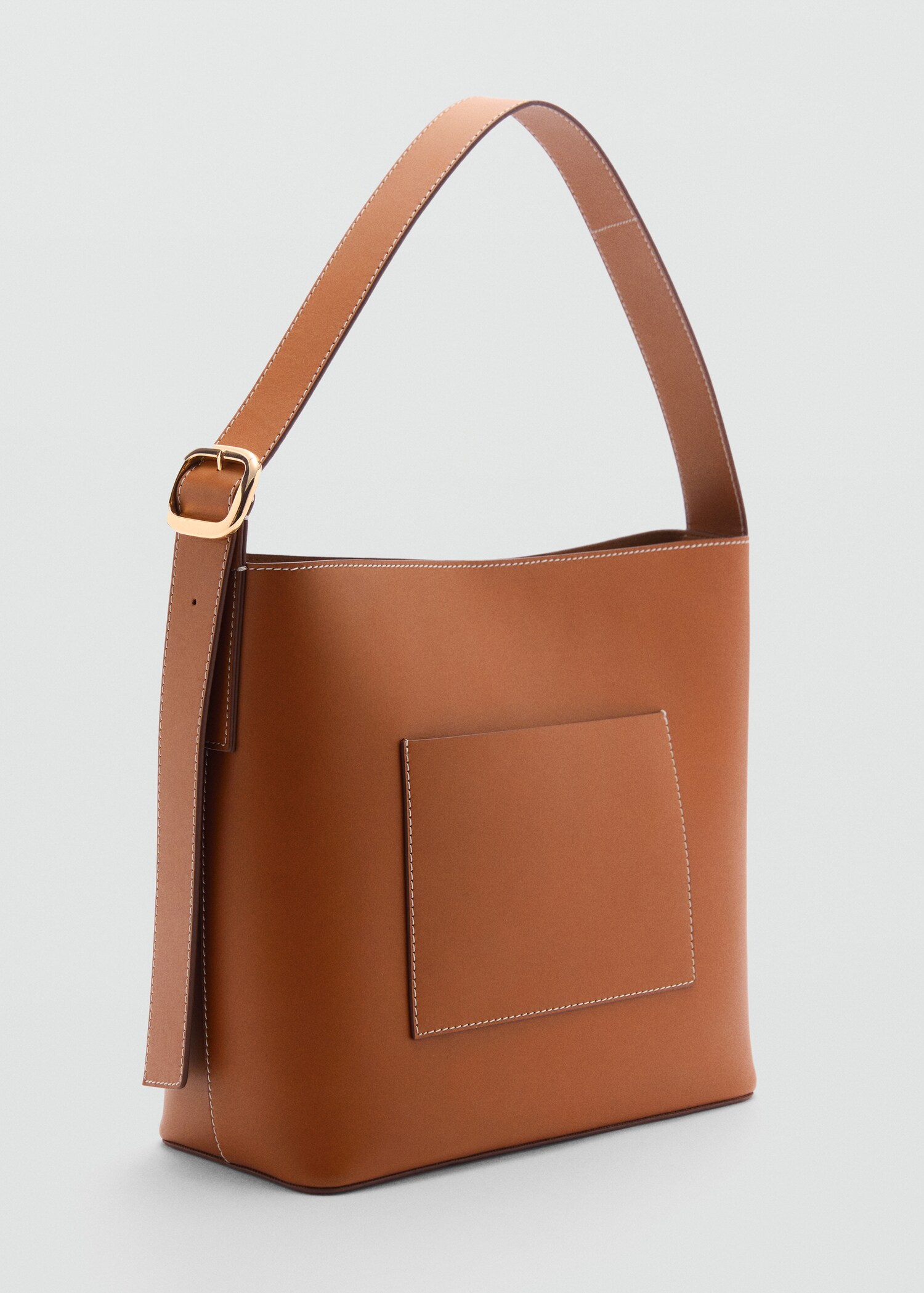 Leather shopper bag - Medium plane