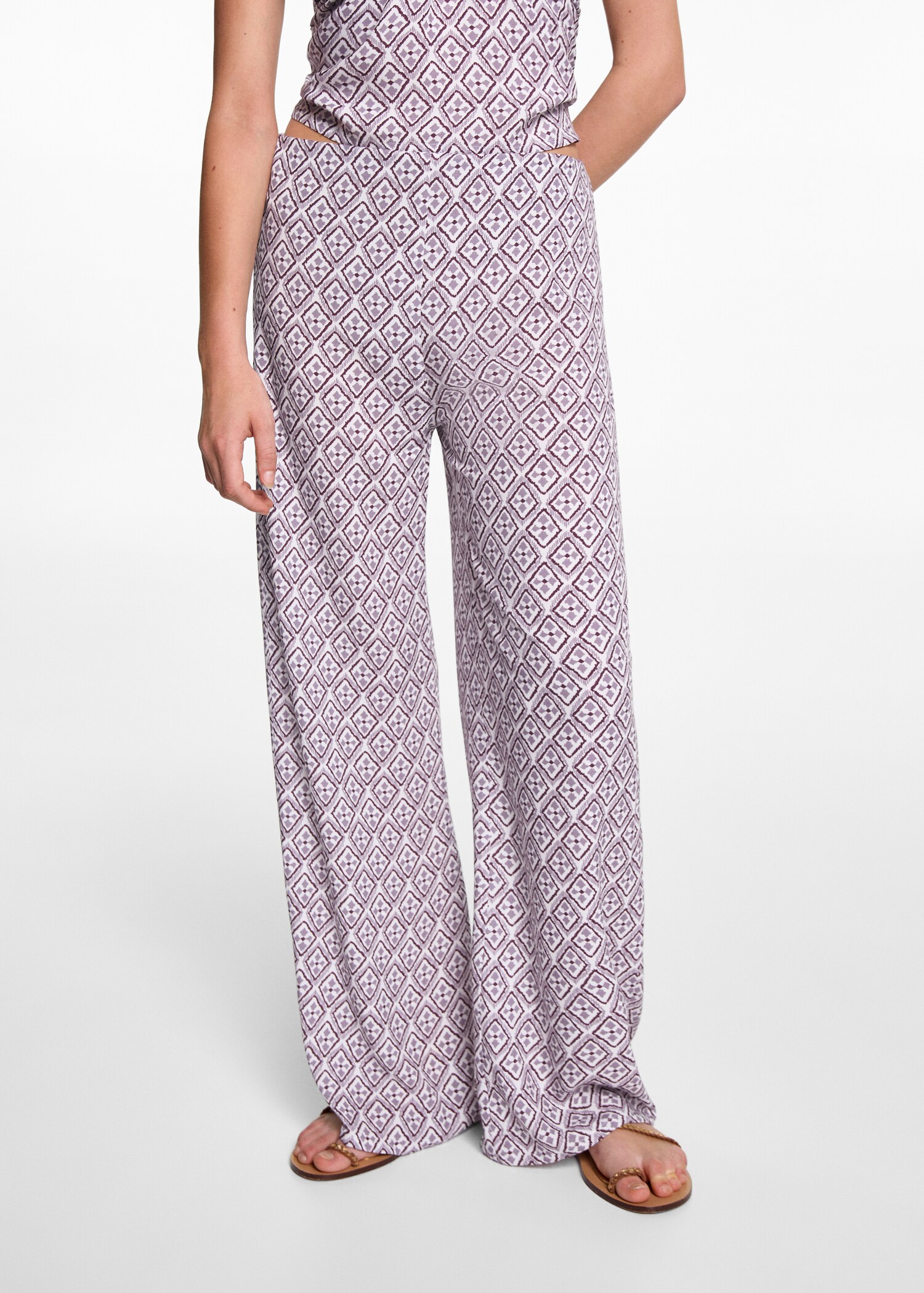Soepelvallende broek met print - Detail van het artikel 1