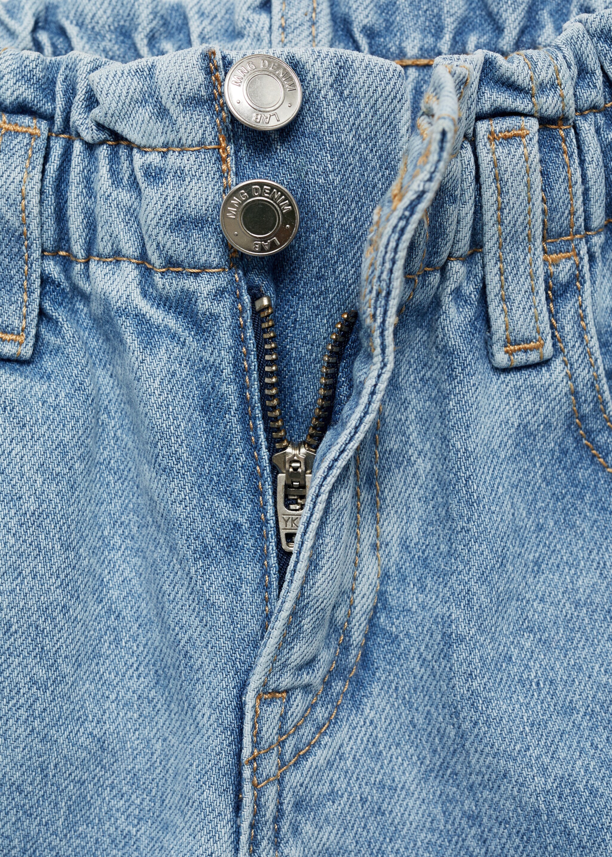 Paperbag jeans - Details of the article 8, Medium Blue. Ref: 77031008-00.