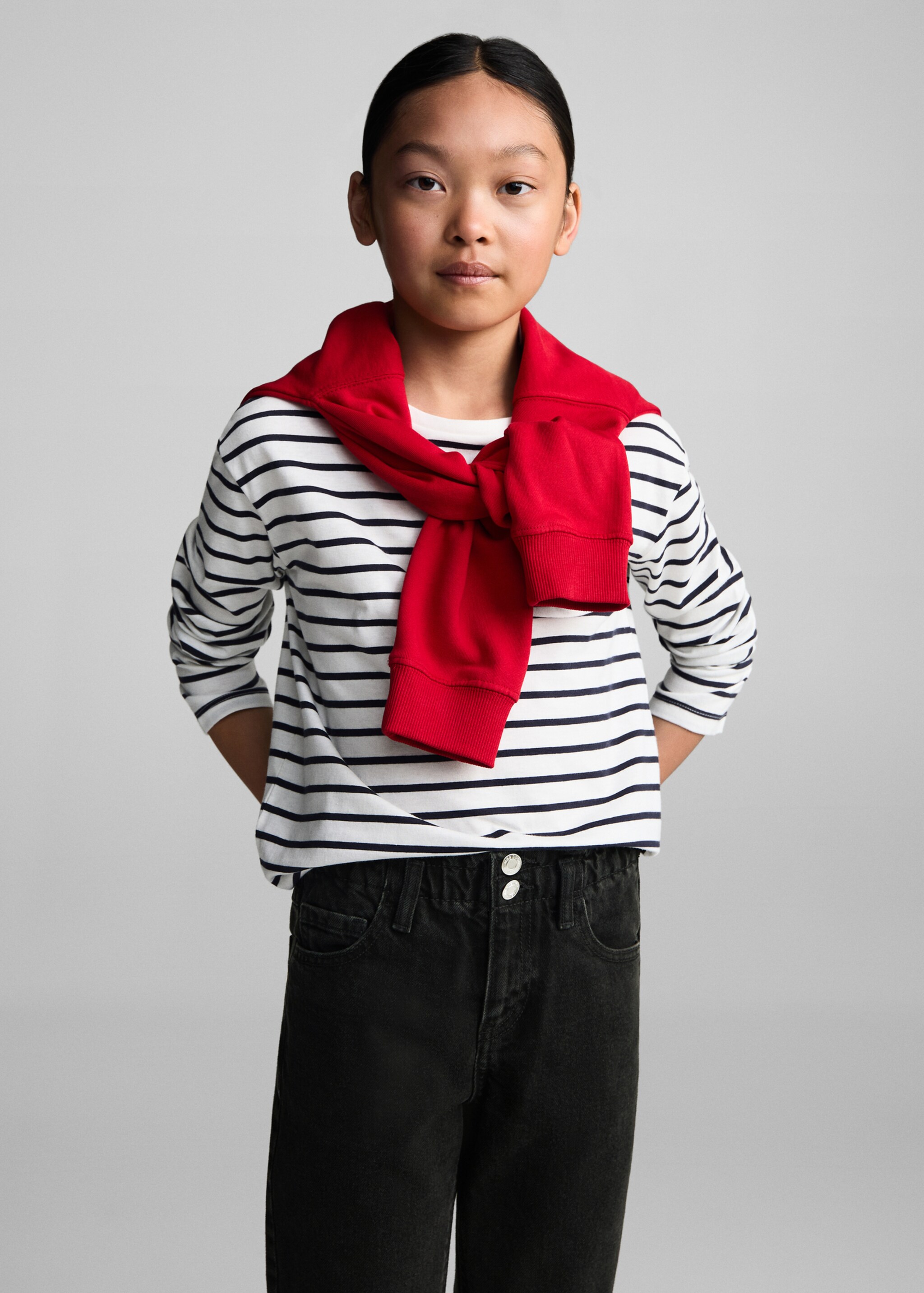 Paperbag jeans - Medium plane, Black denim. Ref: 77031008-00.