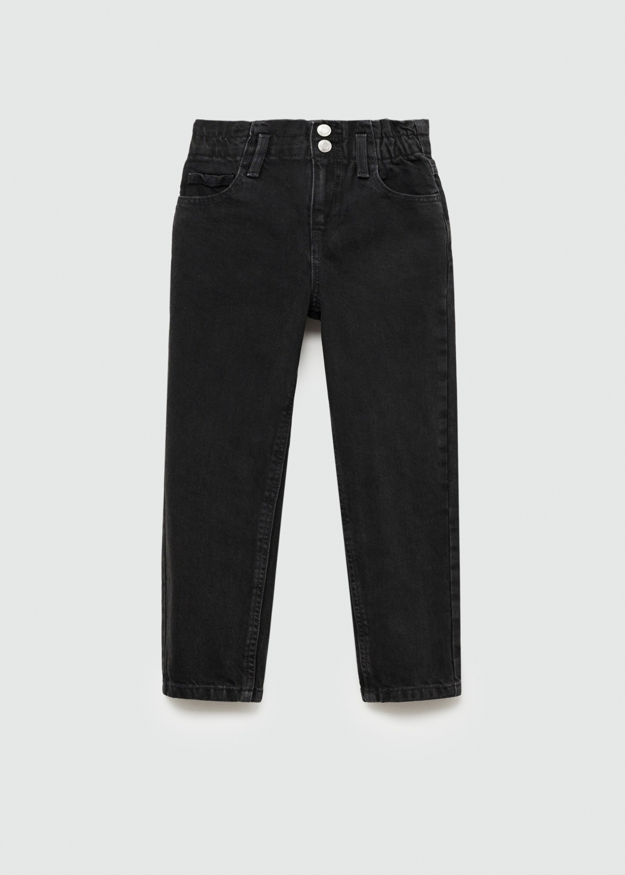 Paperbag jeans - Article without model, Black denim. Ref: 77031008-00.