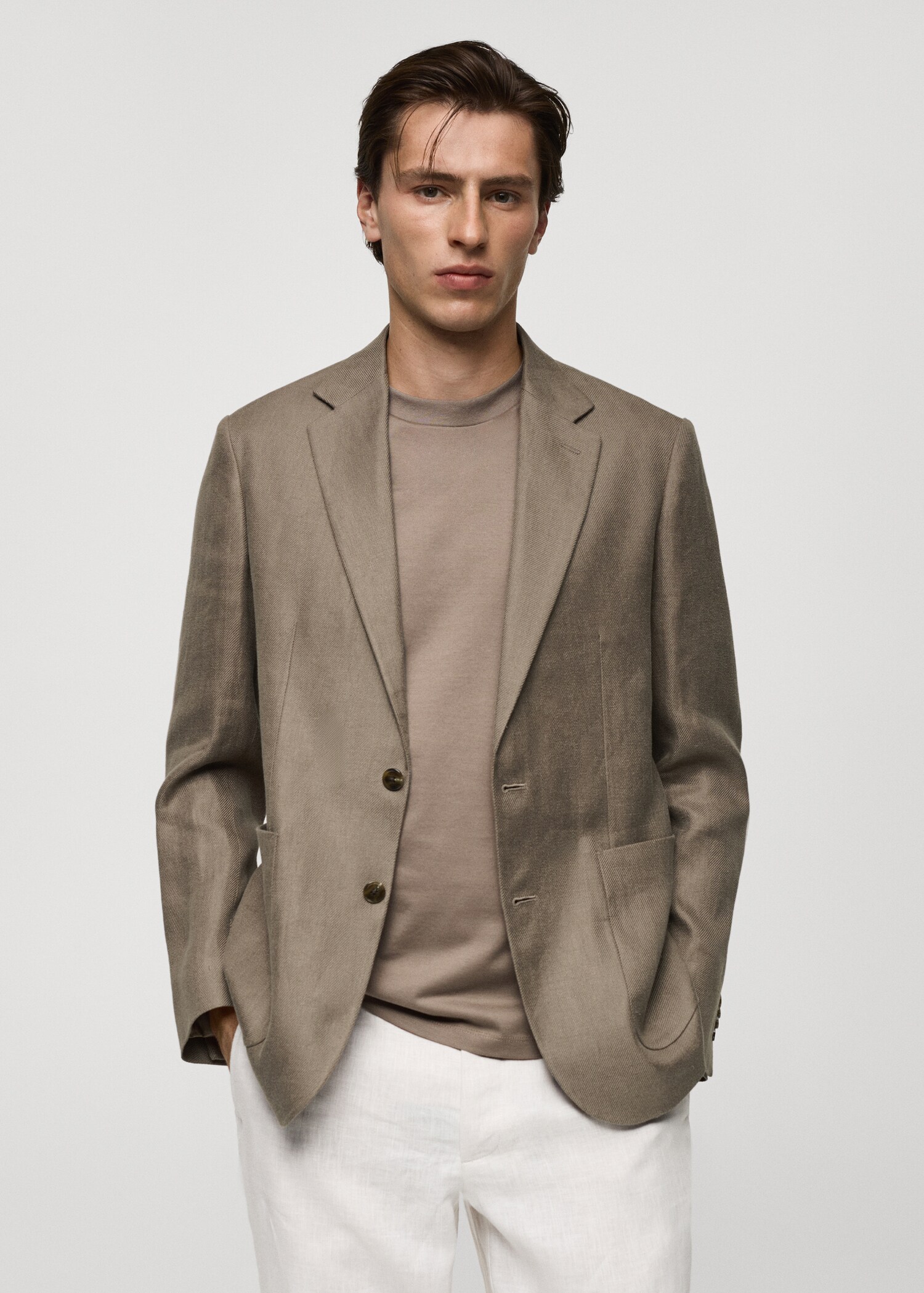 100% linen slim fit blazer - Medium plane