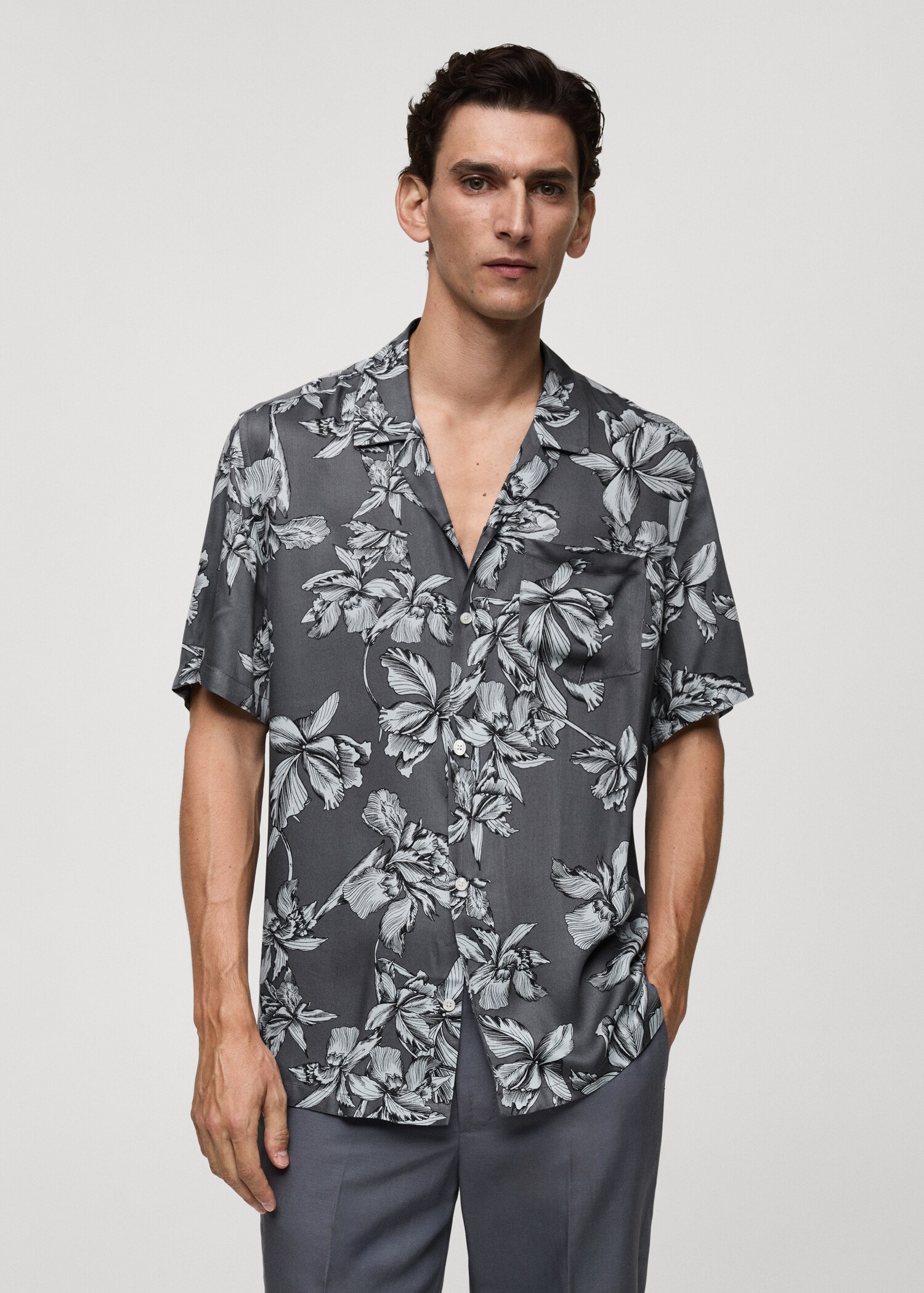 Regular-fit Hawaiian-print shirt - Medium plane