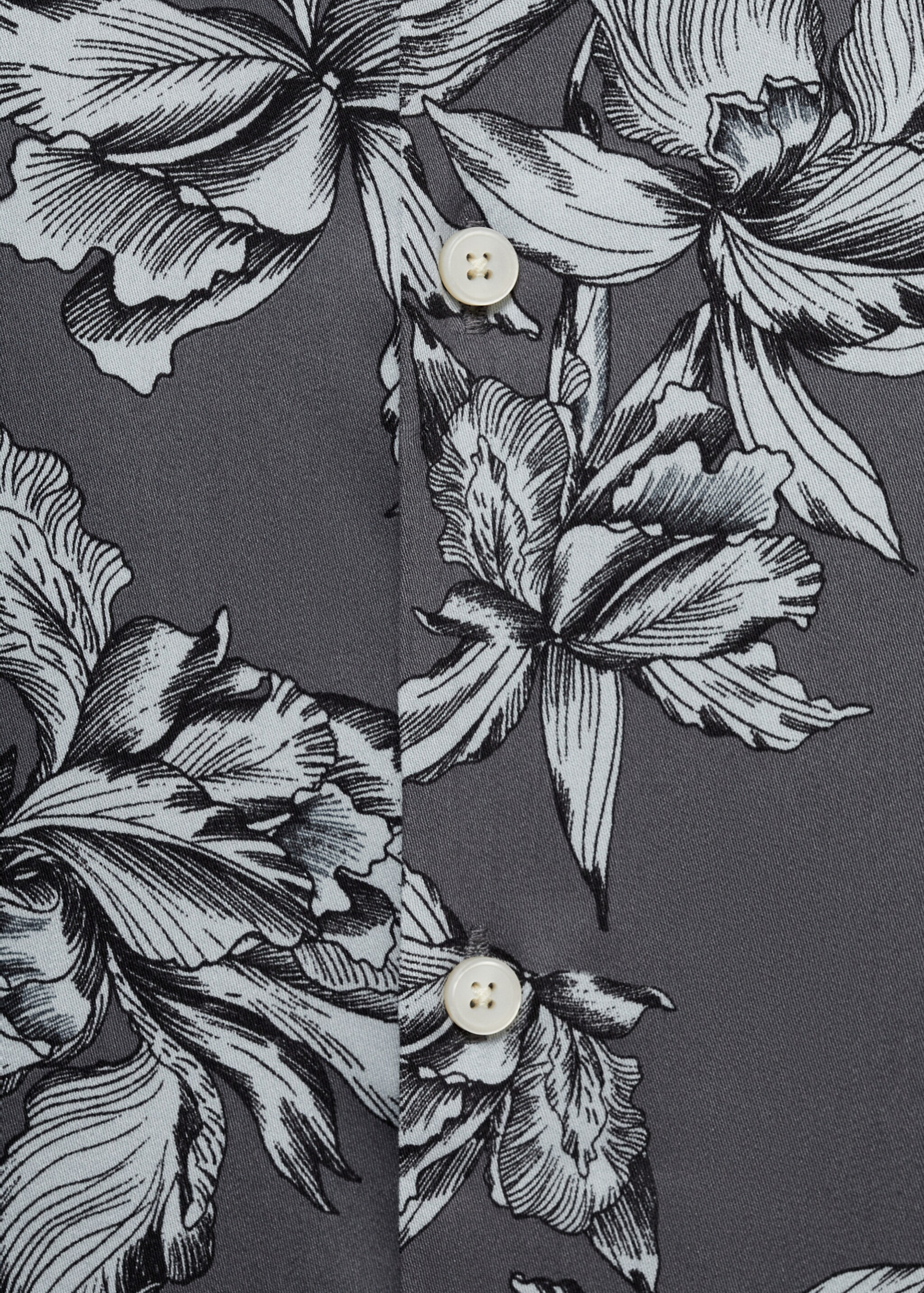 Camisa regular fit estampado hawaiano - Detalle del artículo 0, Gris antracita. Ref: 77032548-00.
