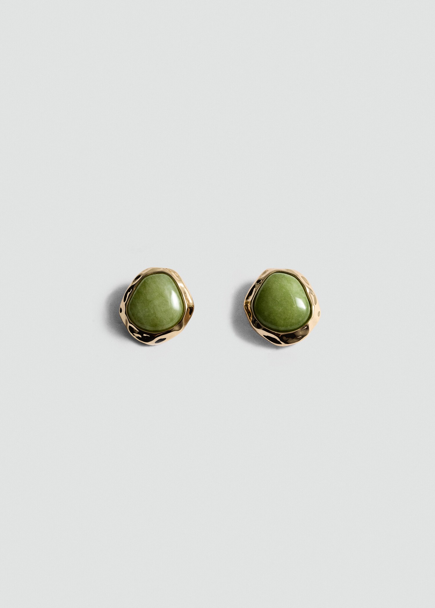 Asymmetrical round stone earrings - Article without model
