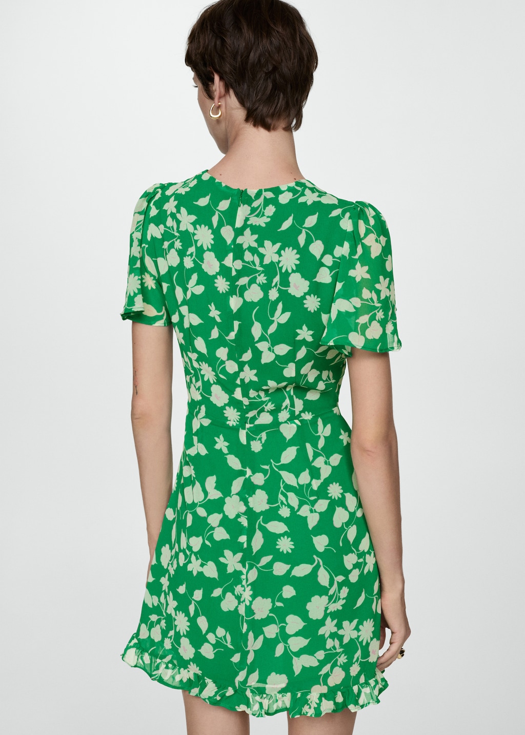 mango green mini dress MANGO - Open-back satin-effect dress green