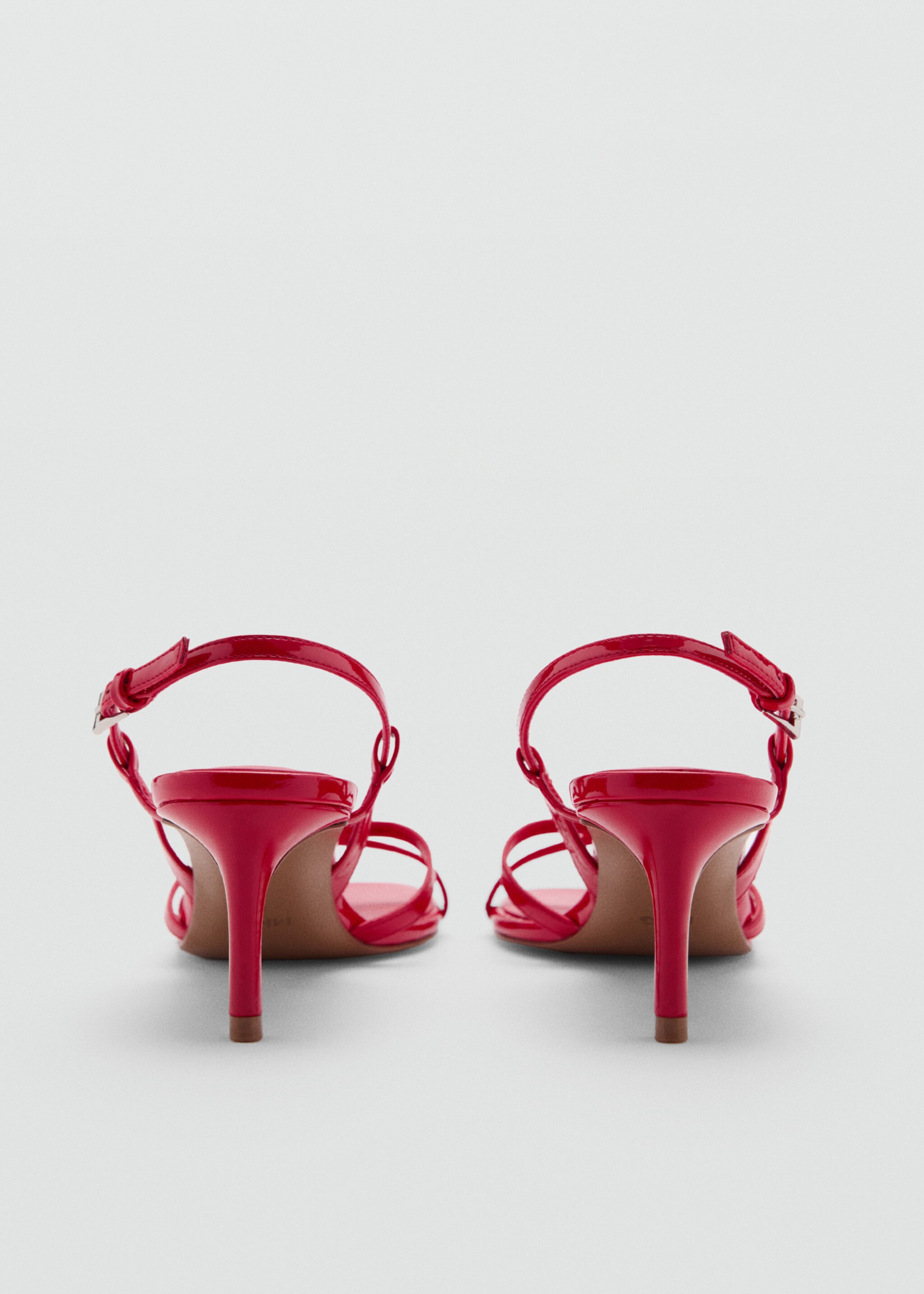 Heeled sandals with strap and buckle - Details of the article 1, Red. Ref: 77032927-00.