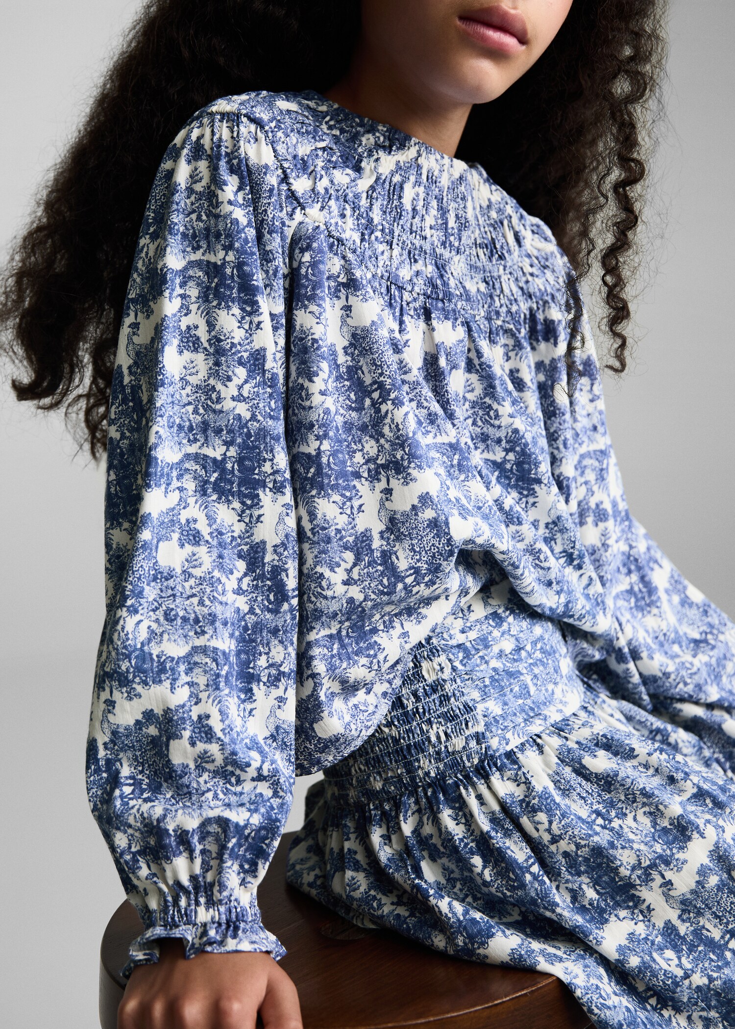 Blouse imprimée froncée - Plan moyen