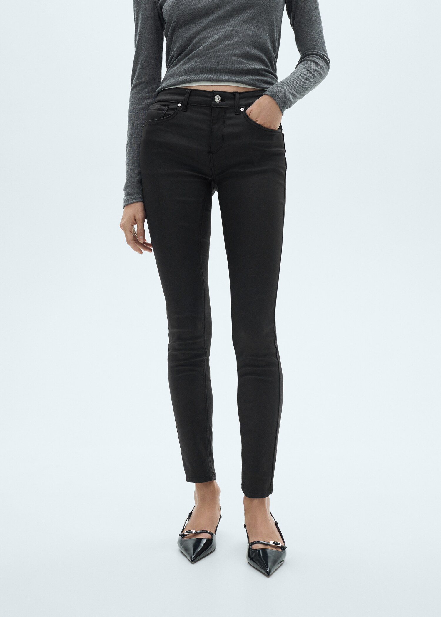 Jean Pushup skinny enduit - Plan moyen