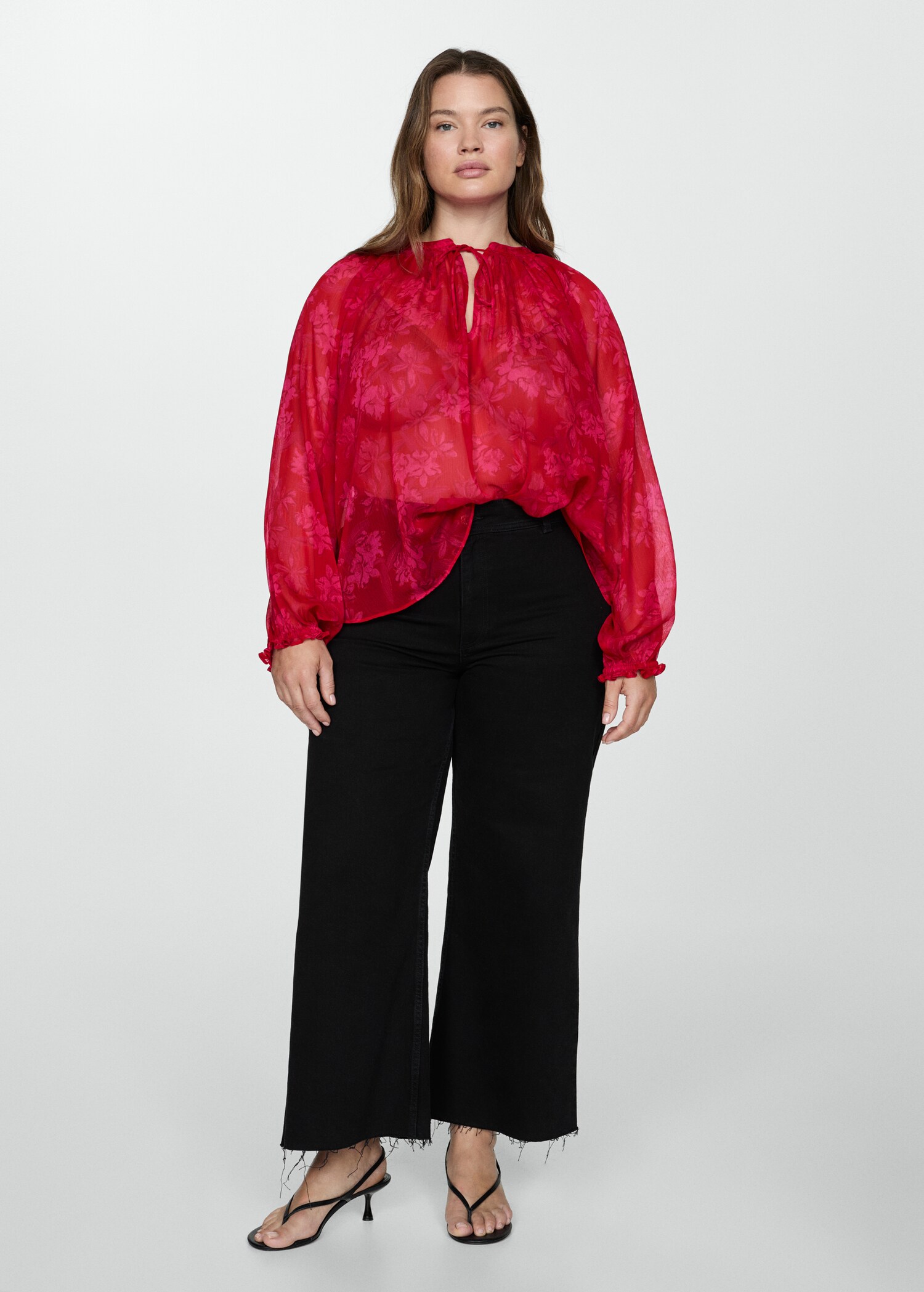 Semi-transparent floral-print blouse - Details of the article 3