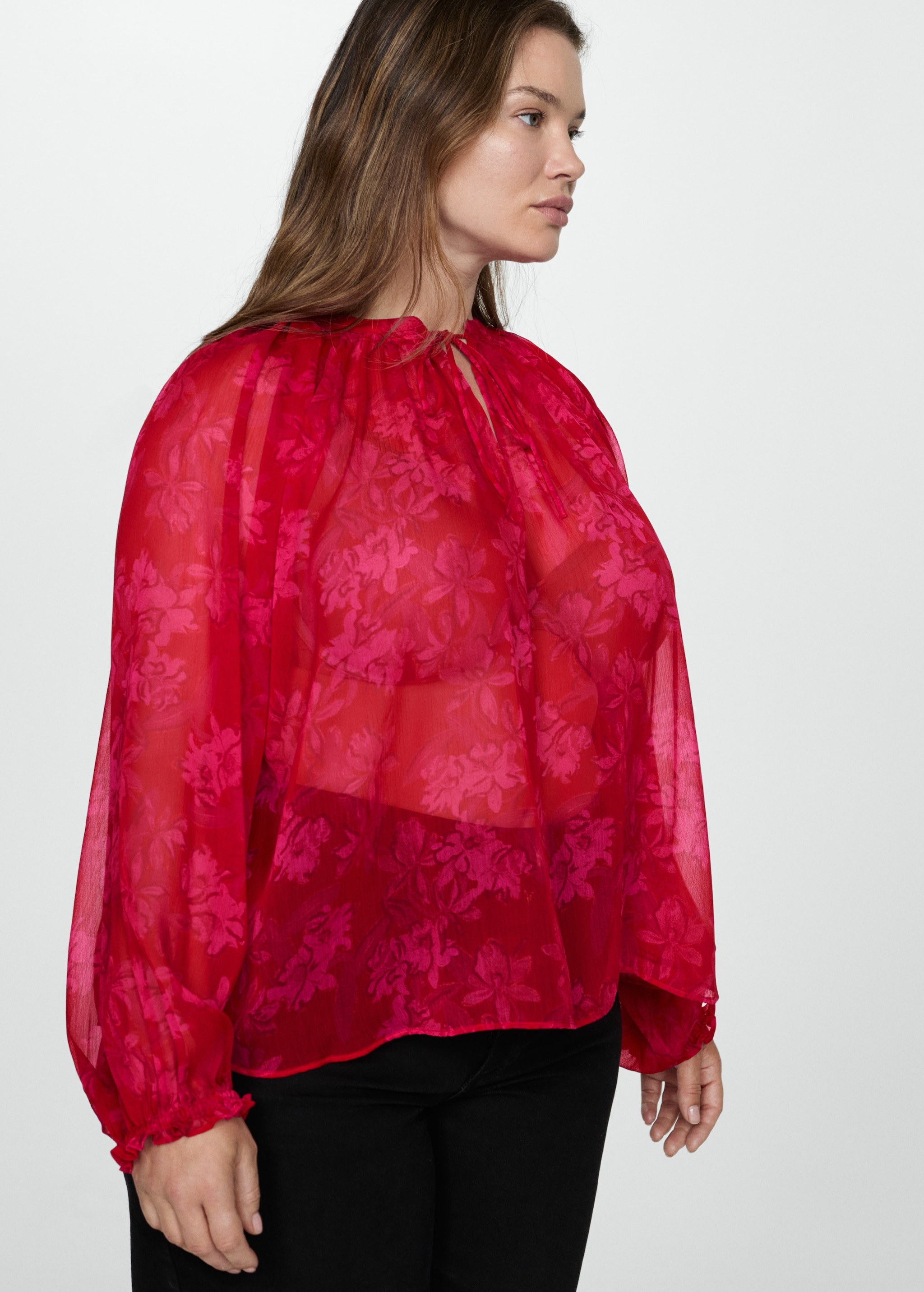 Blouse semi-transparente en imprimé fleuri Femme MANGO Niger