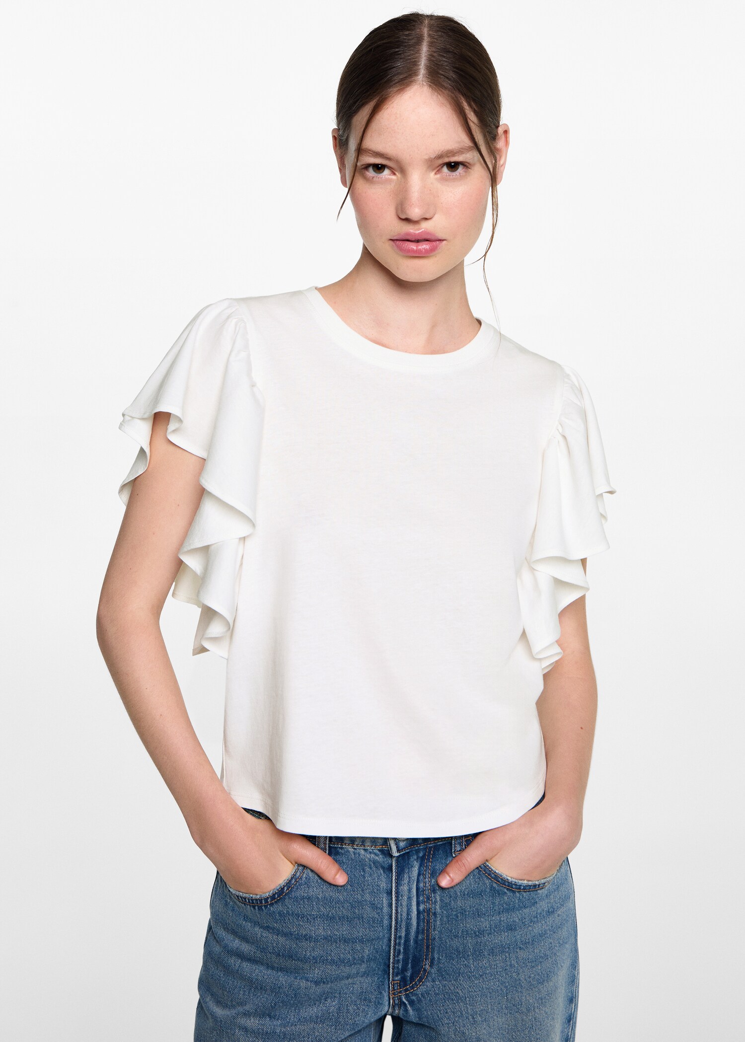 Frills cotton t-shirt - Medium plane