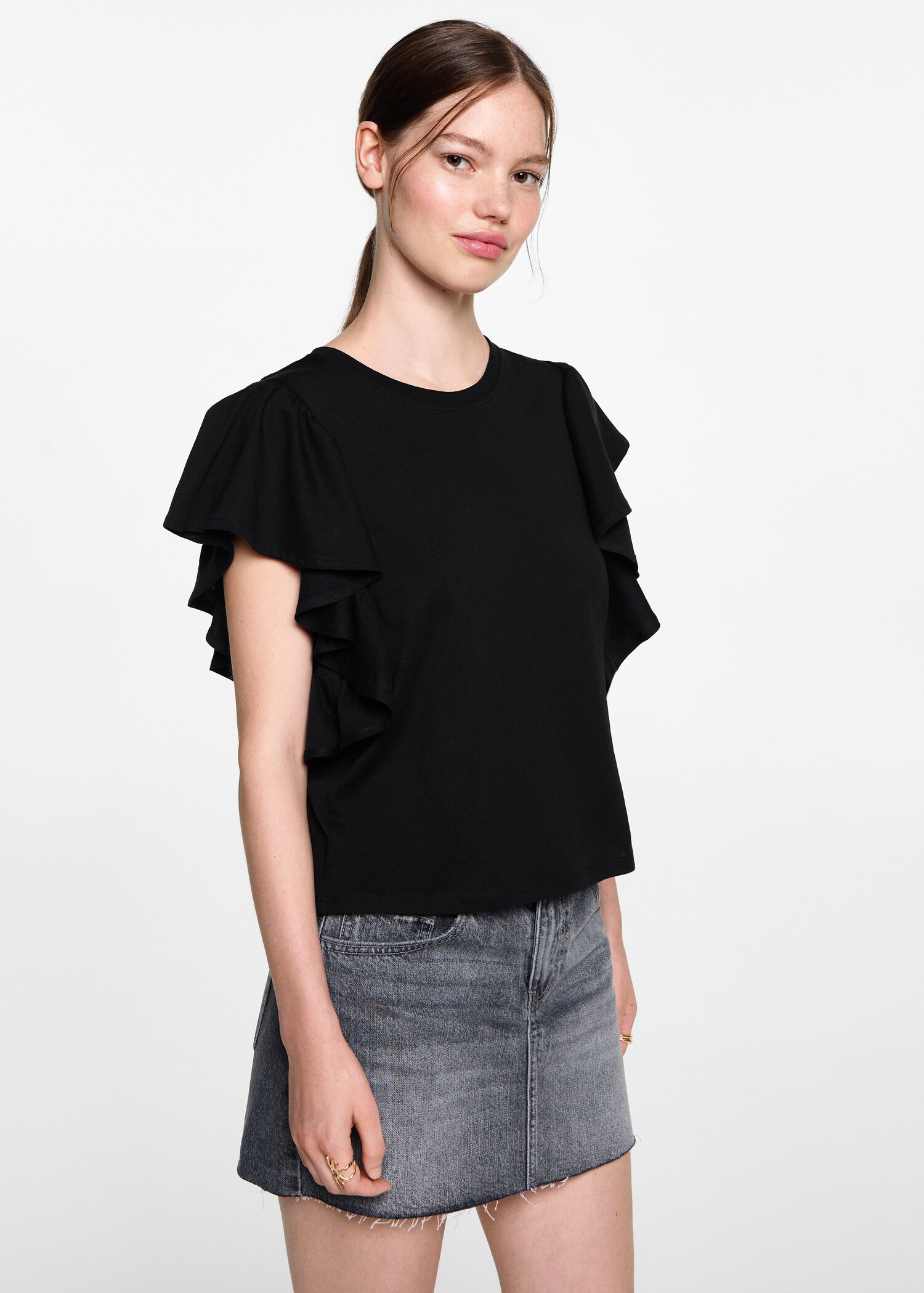 Frills cotton t-shirt - Medium plane
