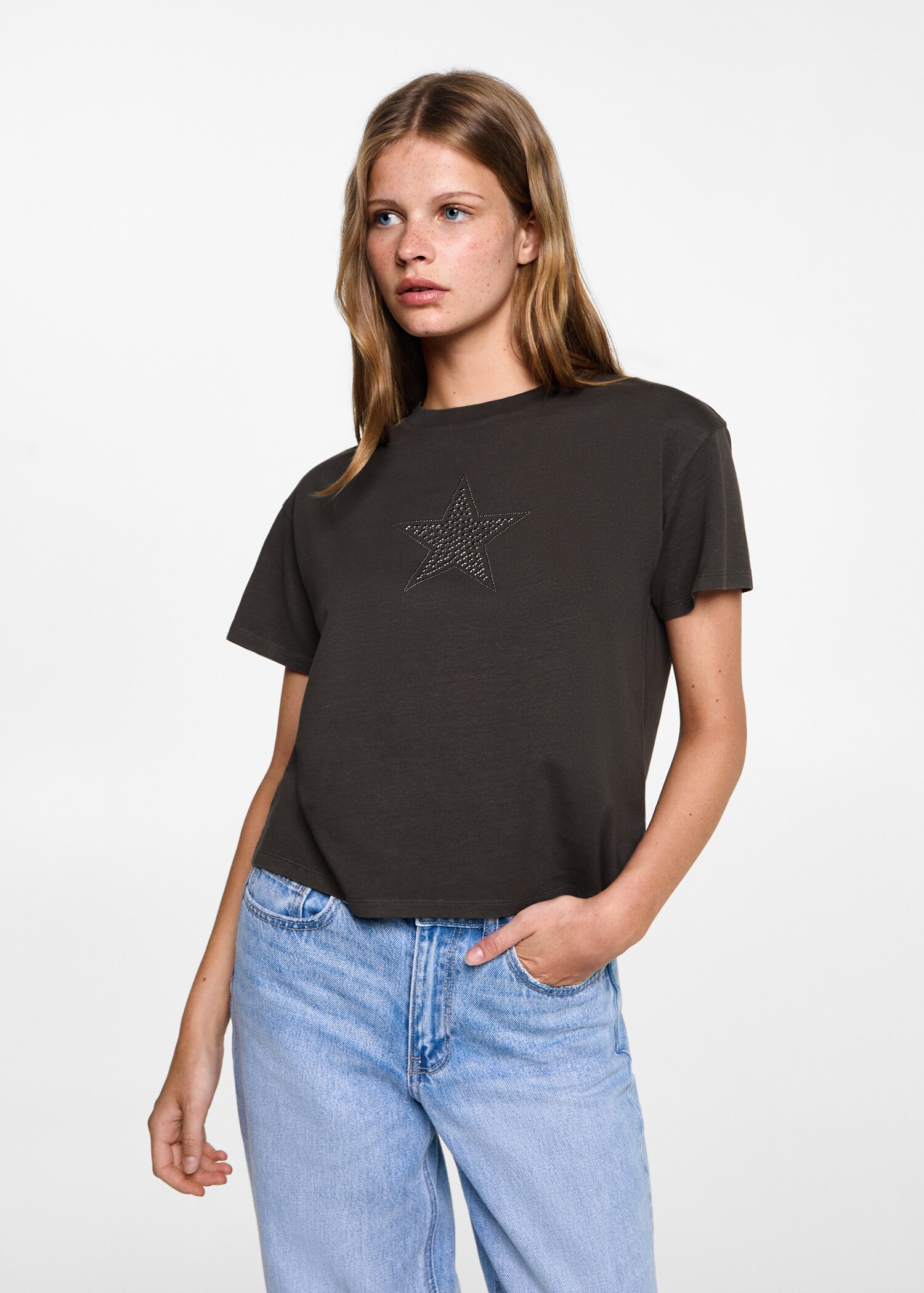 Studded print T-shirt - Medium plane