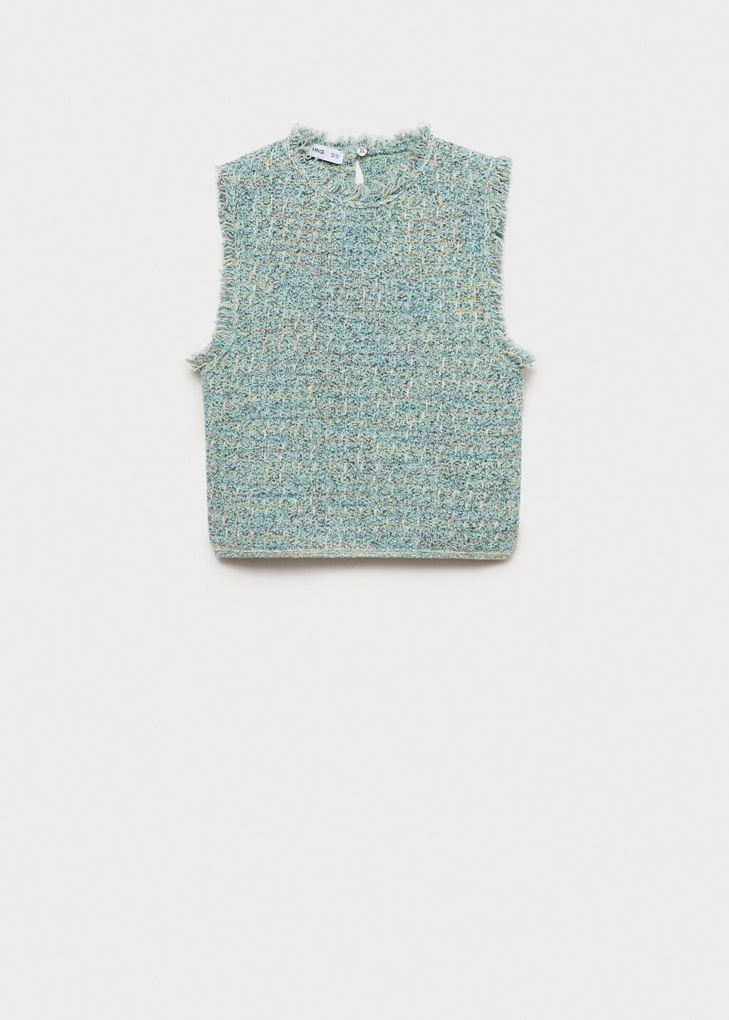 Tweed top with frayed detail - Women | MANGO Japan Tweed top with frayed detail - Women | MANGO Japan
