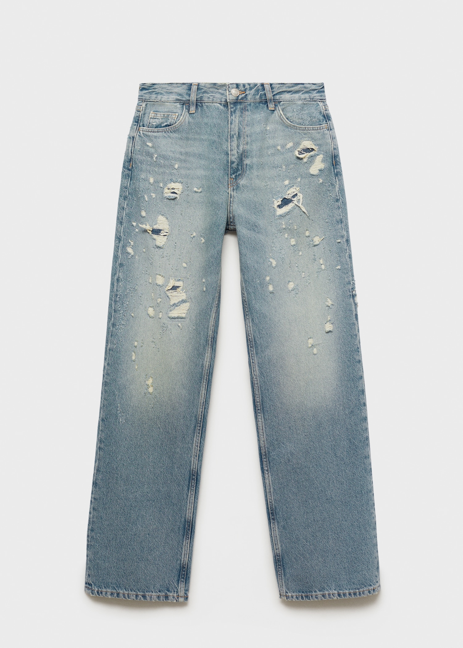 Jeans rectos rotos decorativos - Artículo sin modelo