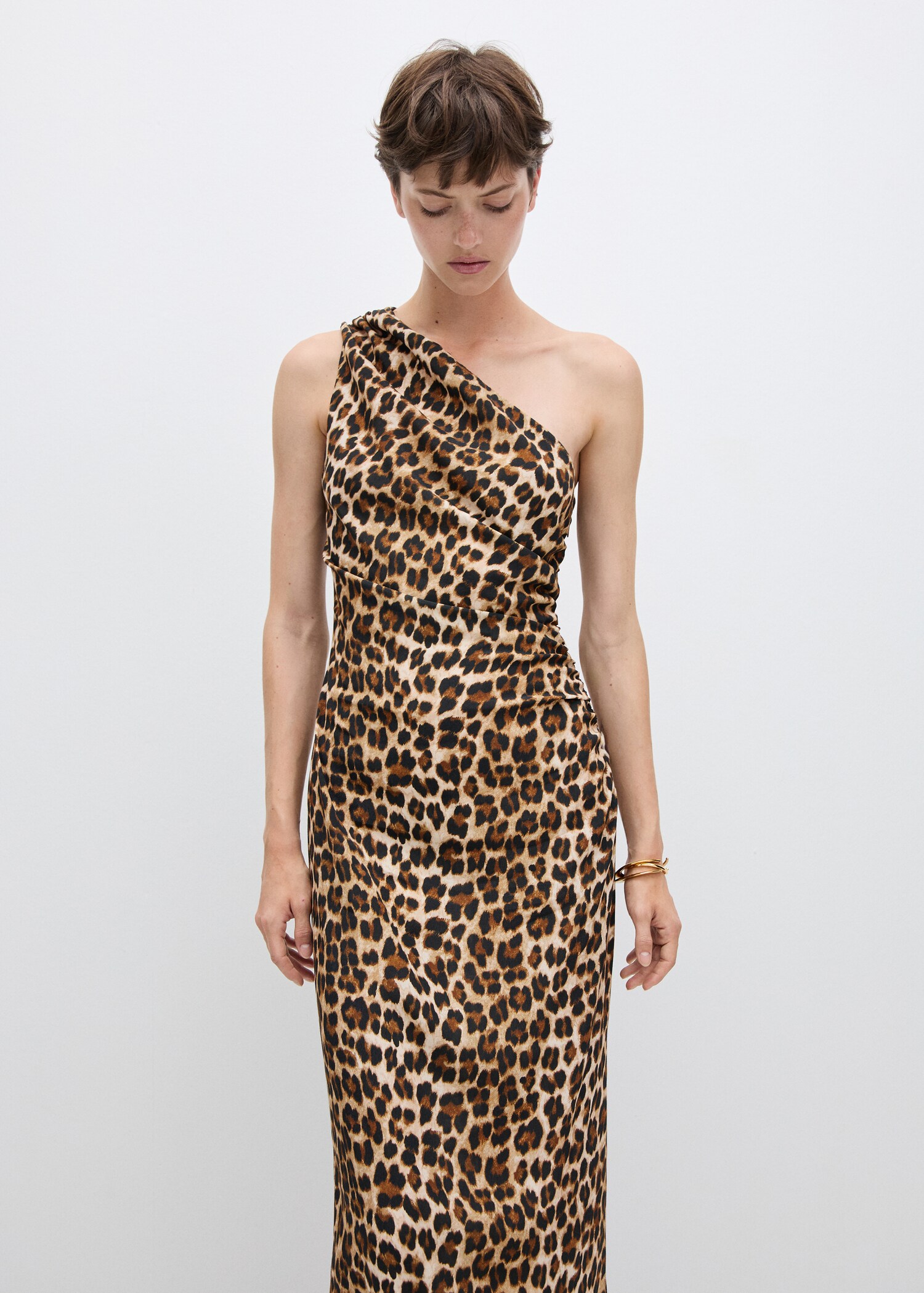 Asymmetrical animal-print dress - Medium plane