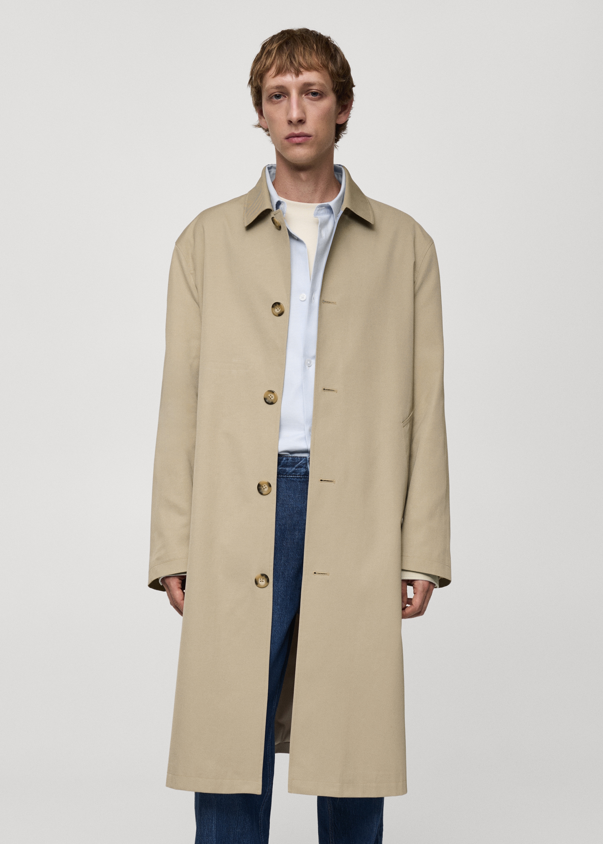 Water Repellent Mango Mens Overcoat Classic Water-repellent Trench