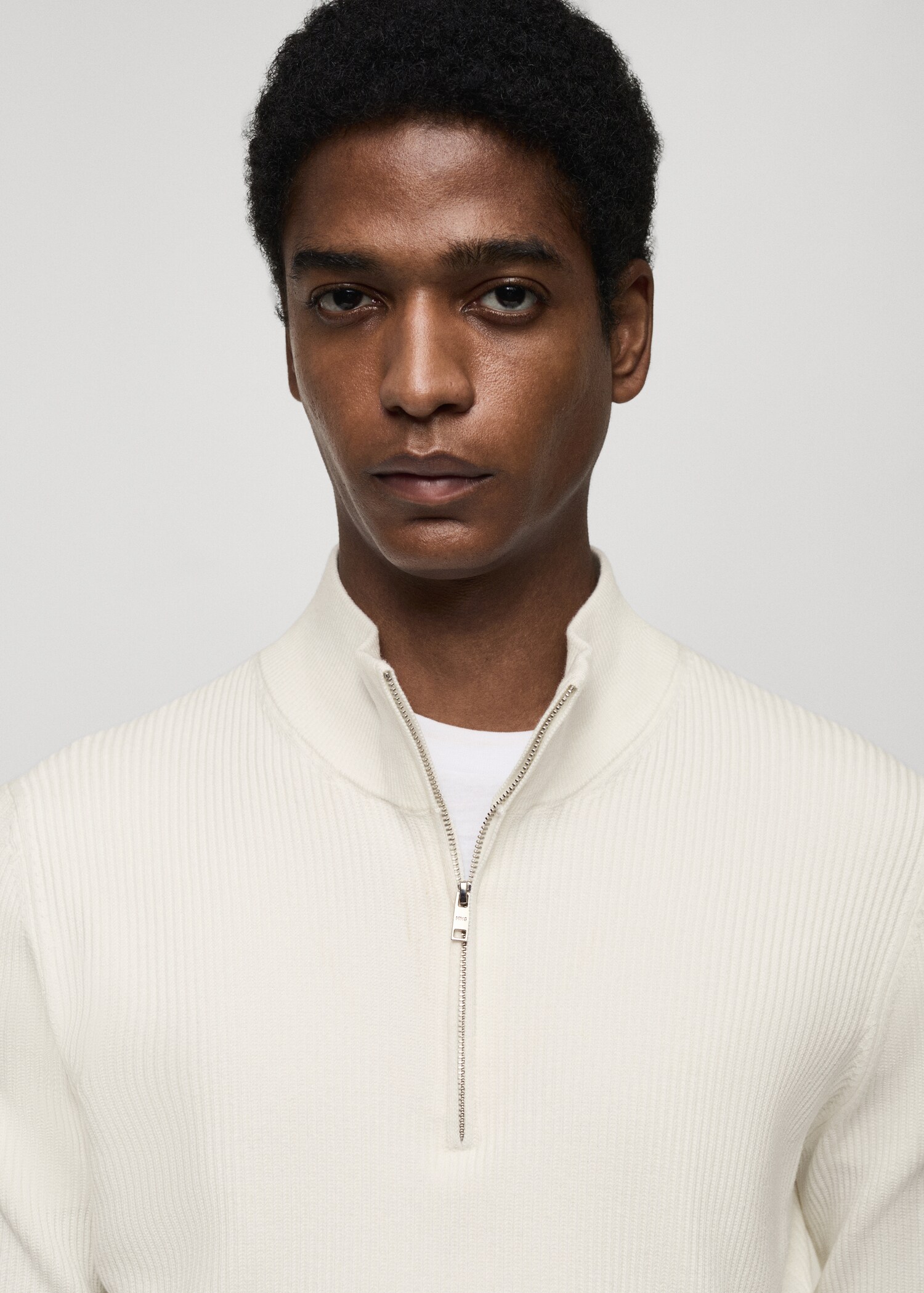 Pull-over maille côtelée col zippé - Détail de l'article 1
