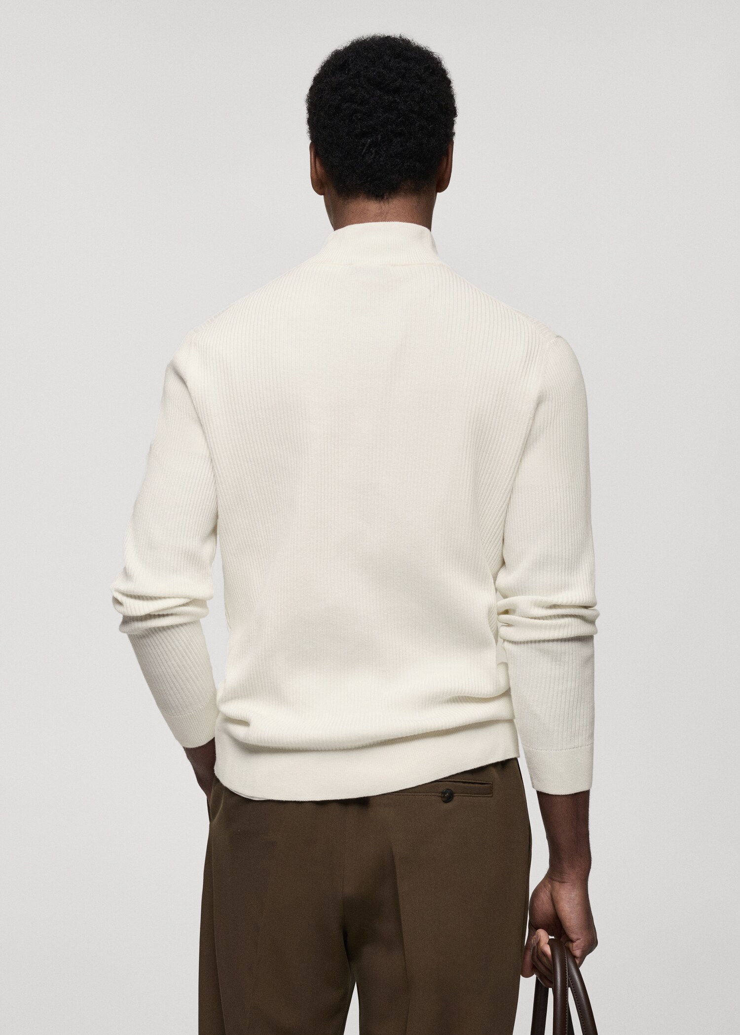 Pull-over maille côtelée col zippé - Verso de l’article
