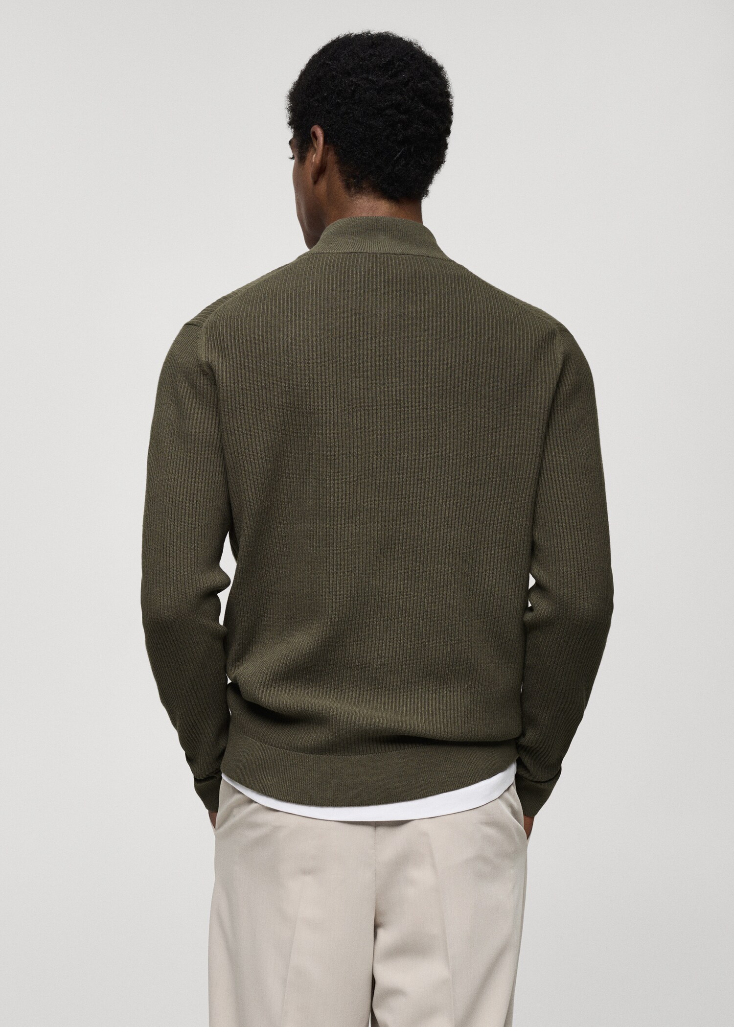 Pull-over maille côtelée col zippé - Verso de l’article