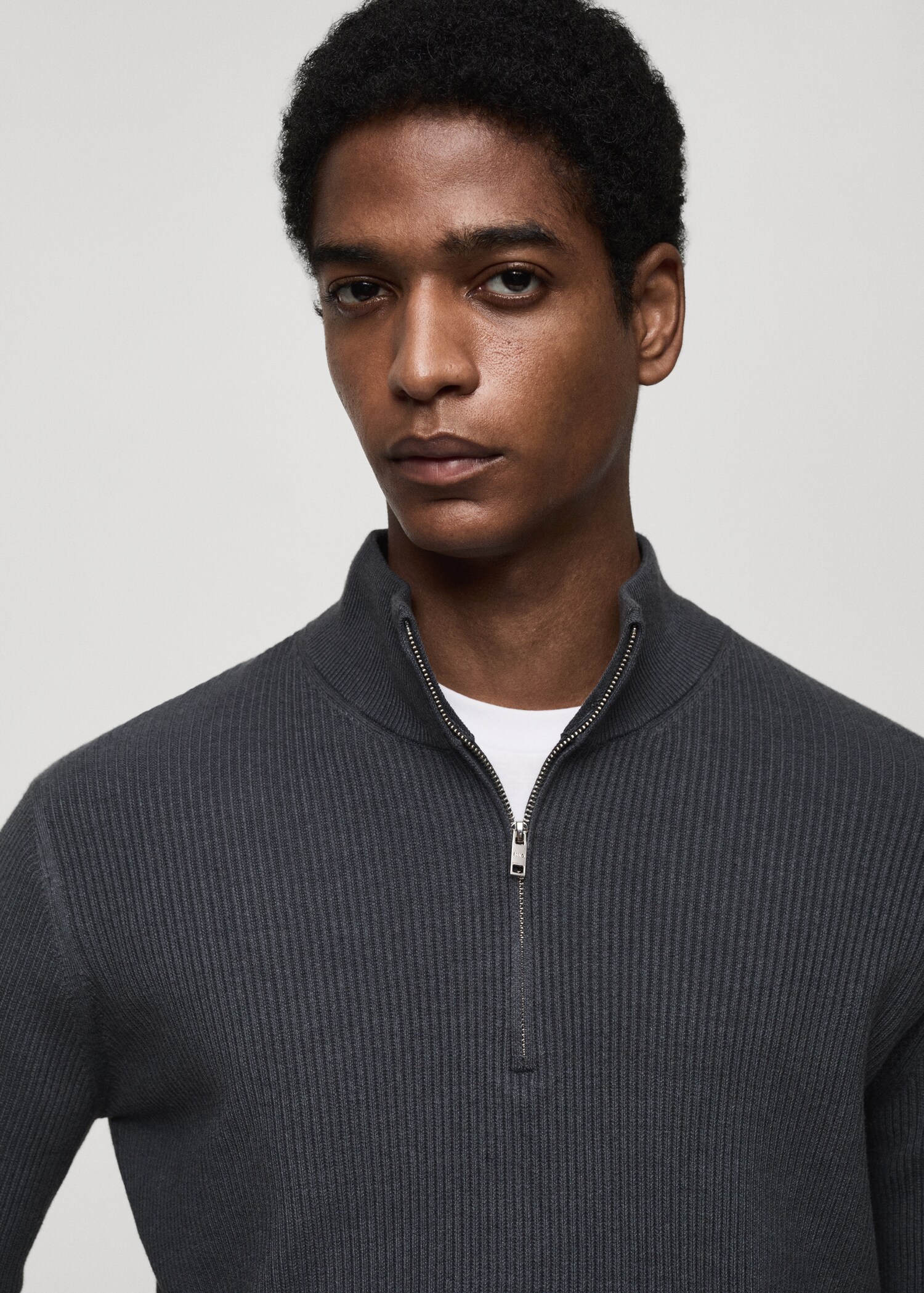 Pull-over maille côtelée col zippé - Détail de l'article 1