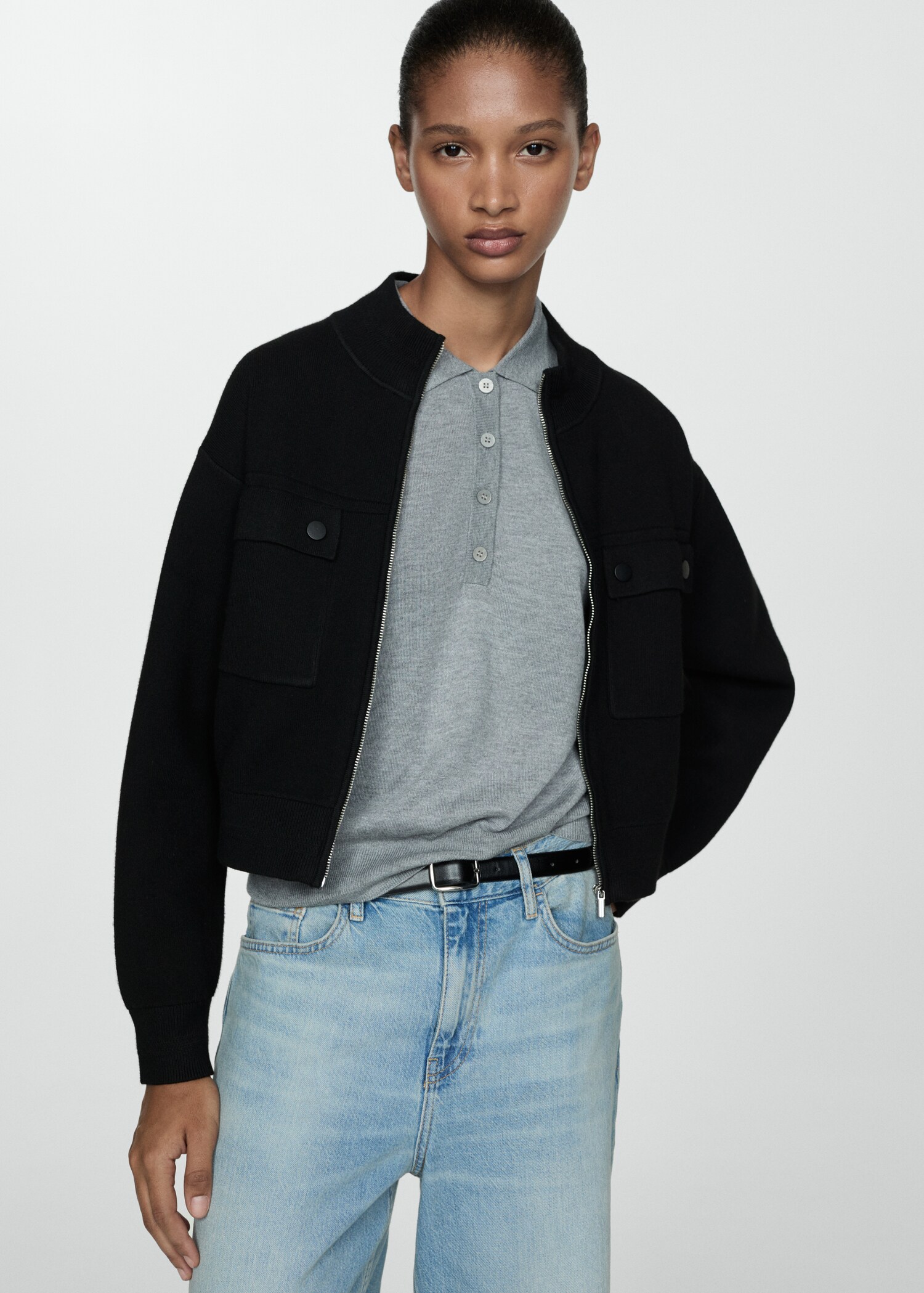 Pocket knit jacket - Medium plane