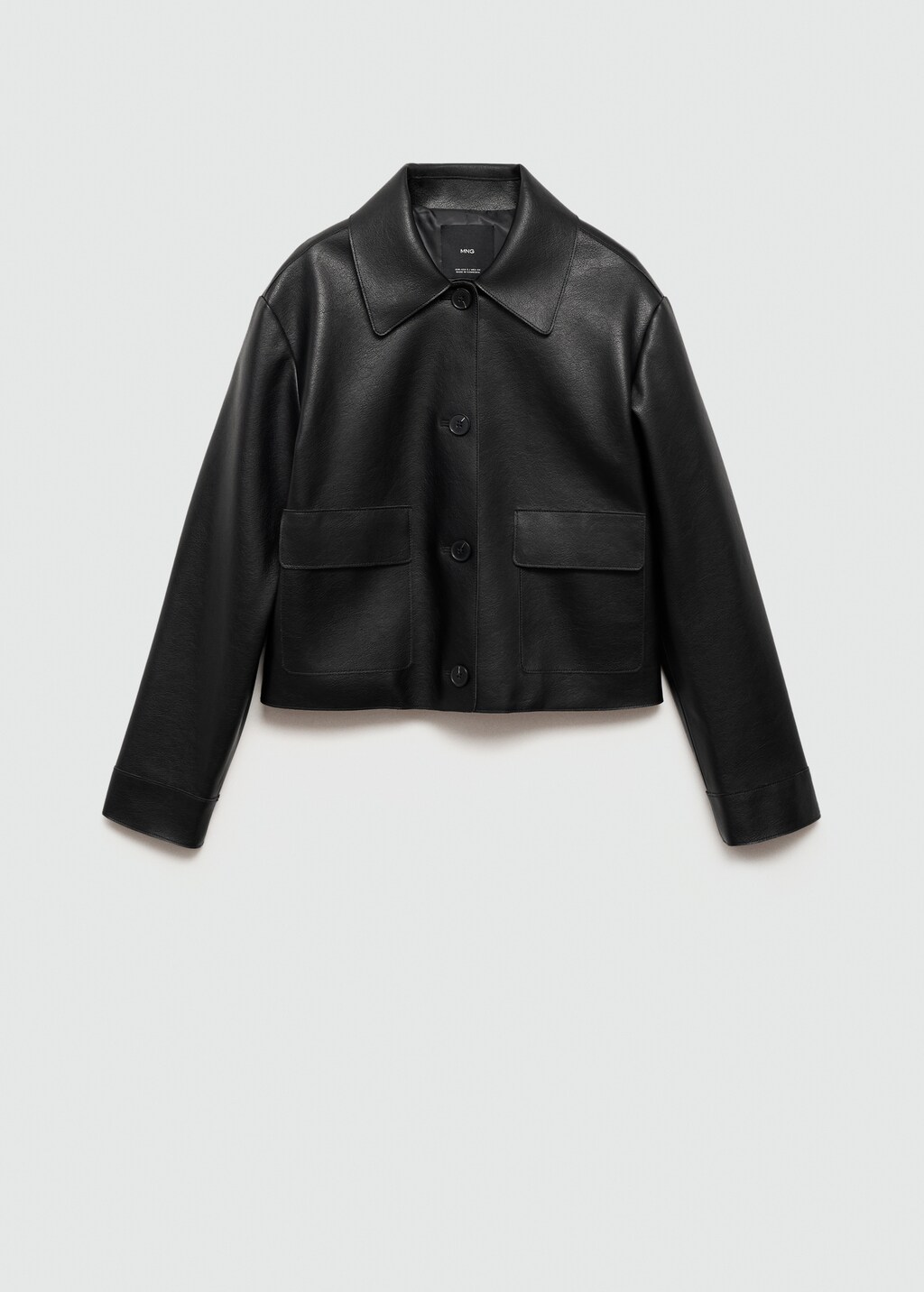 Leather-effect jacket with pockets - Women | MANGO Japan Leather-effect jacket with pockets - Women | MANGO Japan