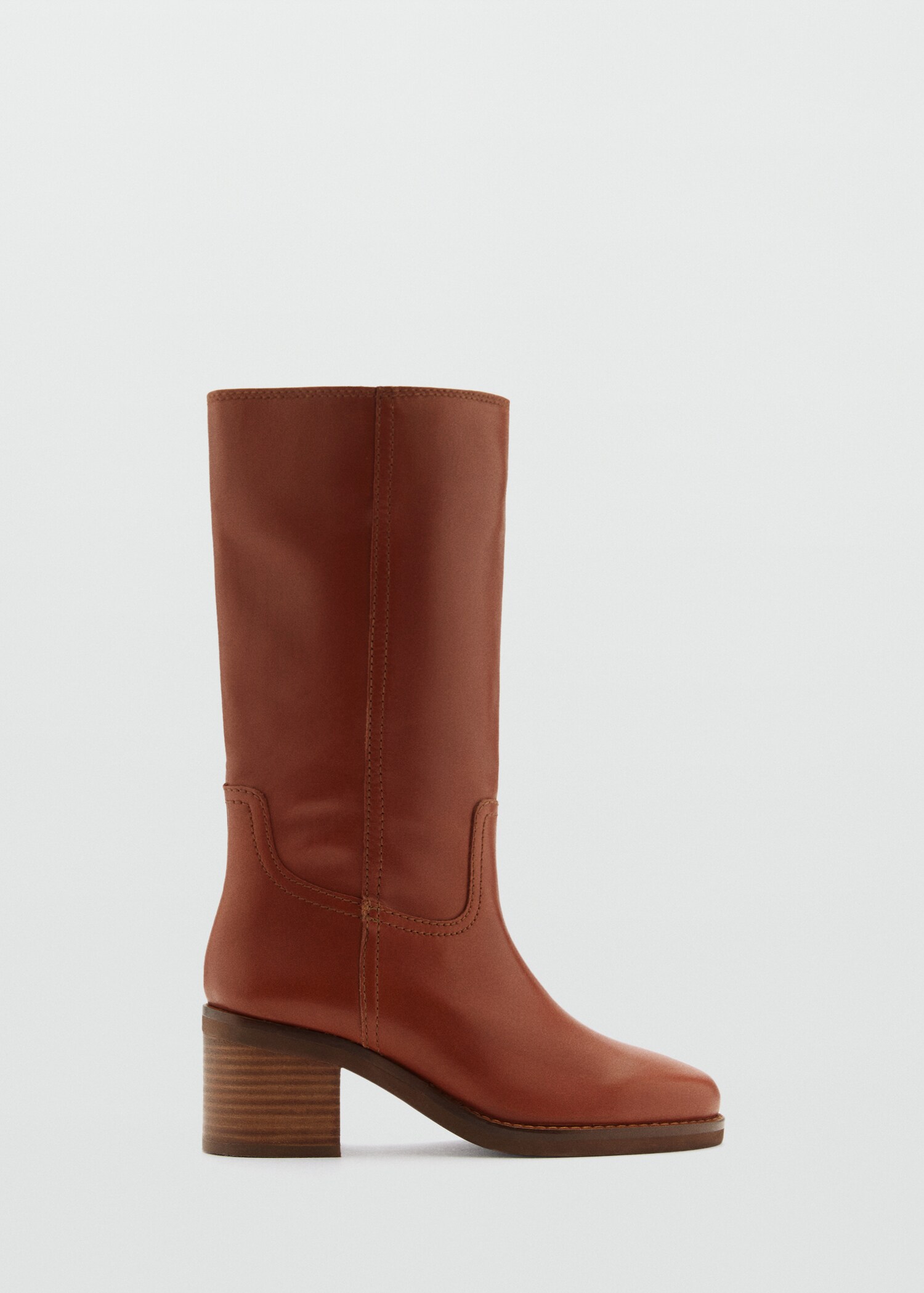 Leather ankle boots with block heel - Article without model