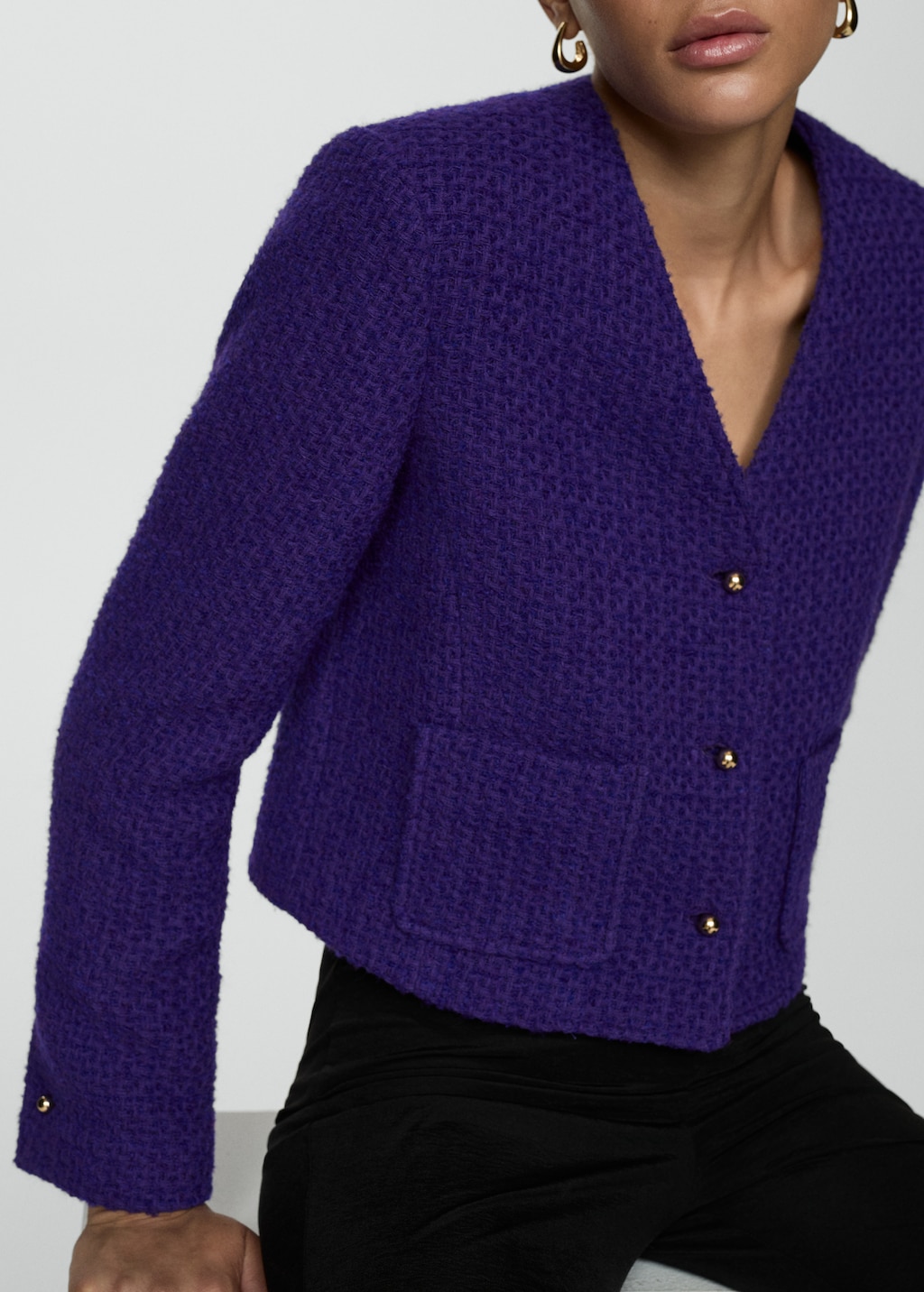 ETMON☆V-neck Strap Tweed Jacket MUSINSA | ETMON V-Neck Strap Tweed Jacket, Pink