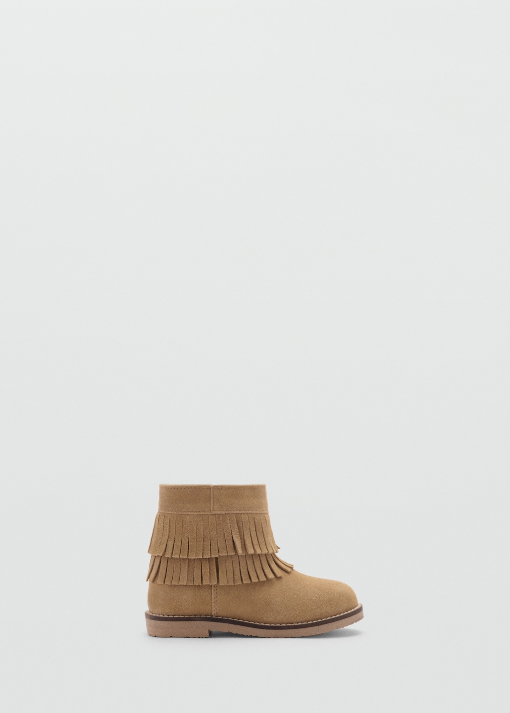 MANGO BABY Fringed leather boots beige 5 Kids
