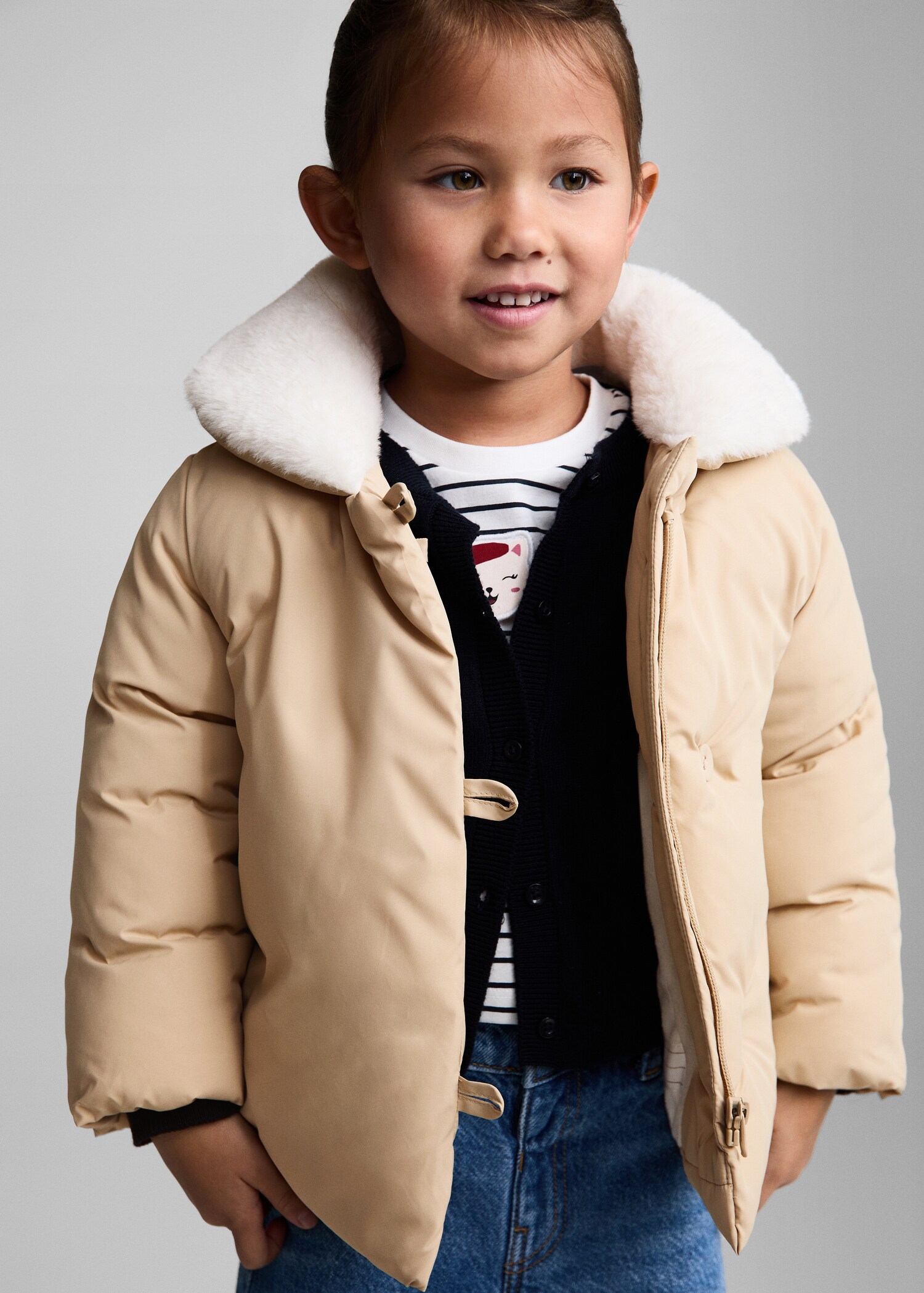 Fur-effect quilted coat - Medium plane