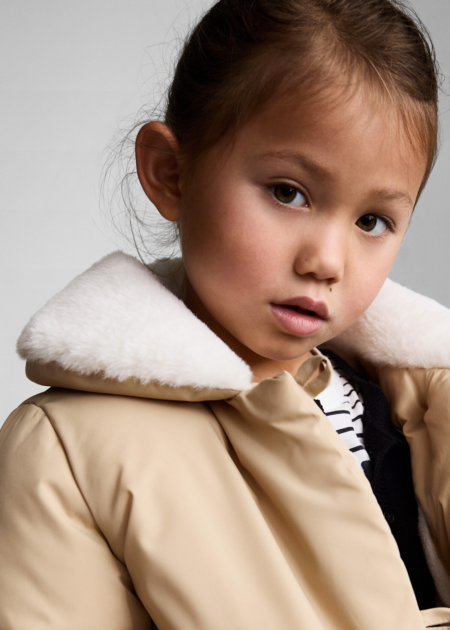 Fur-effect quilted coat - Details of the article 1