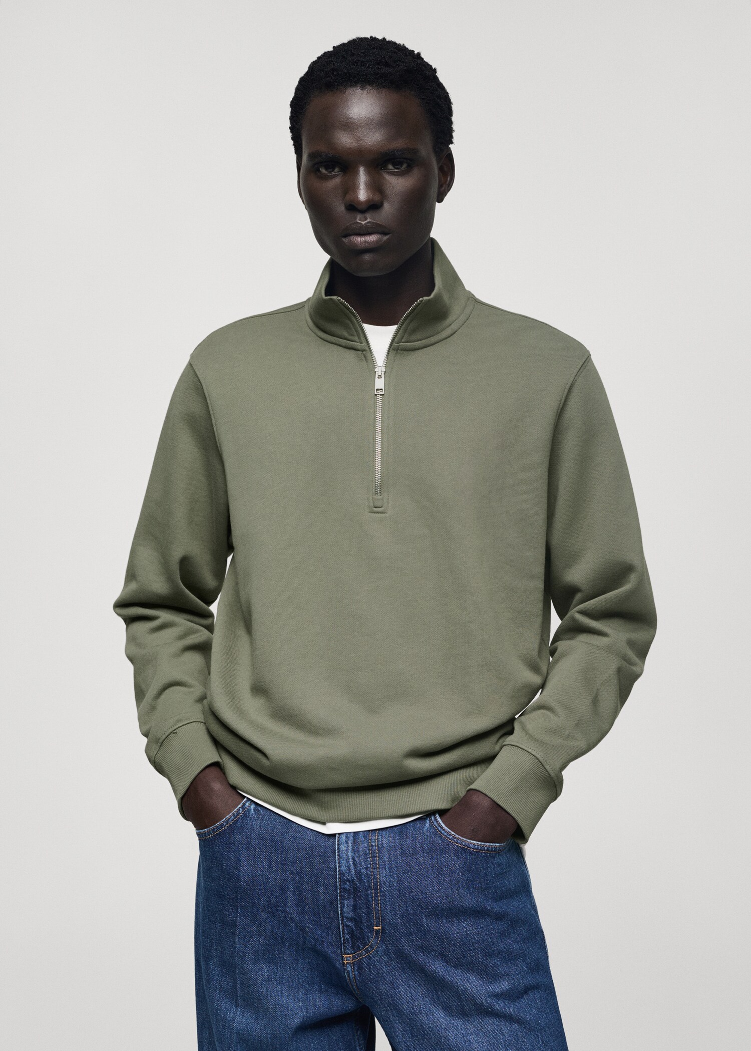Zipper cotton sweater - Medium plane