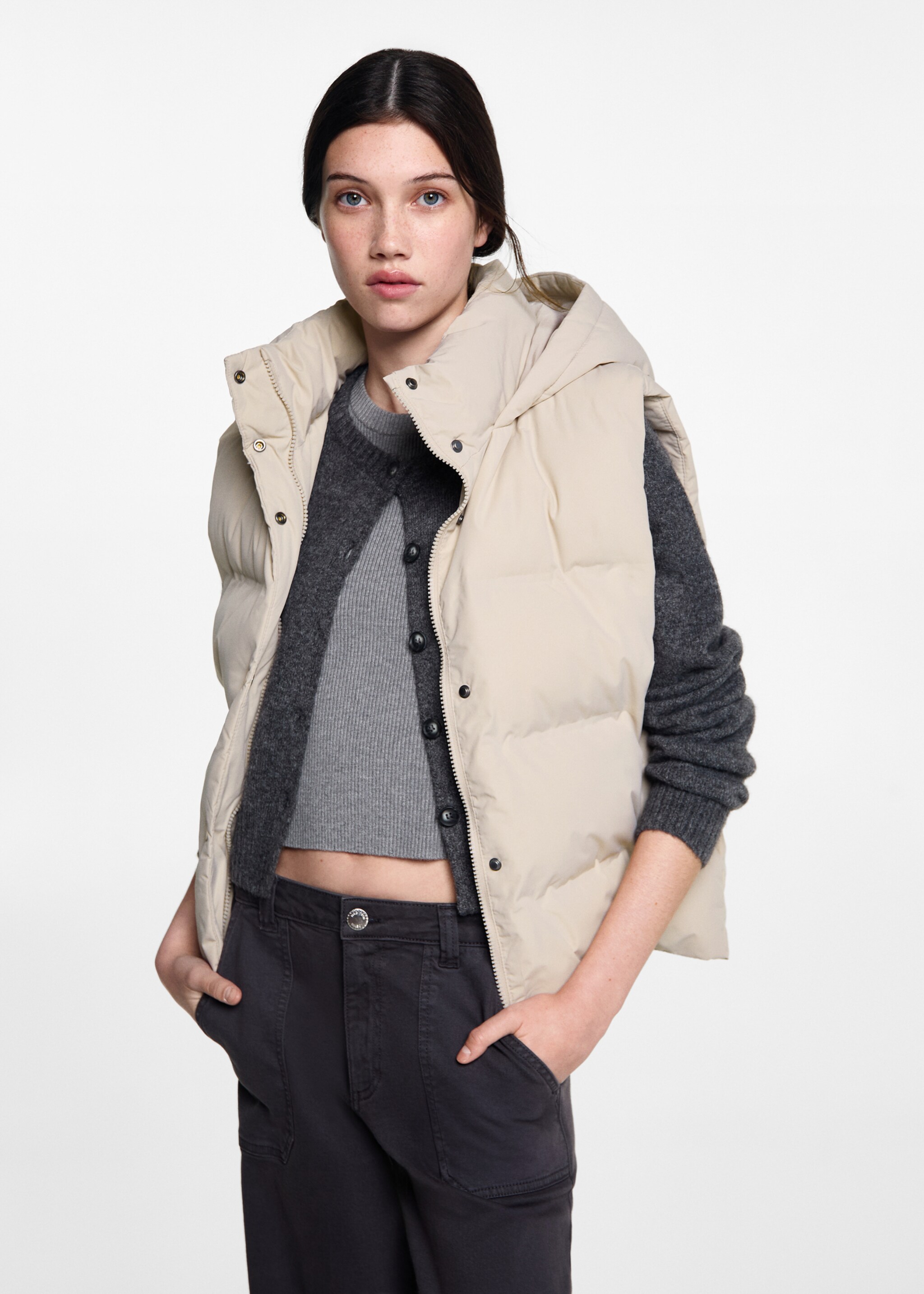Quilted gilet with hood - Medium plane
