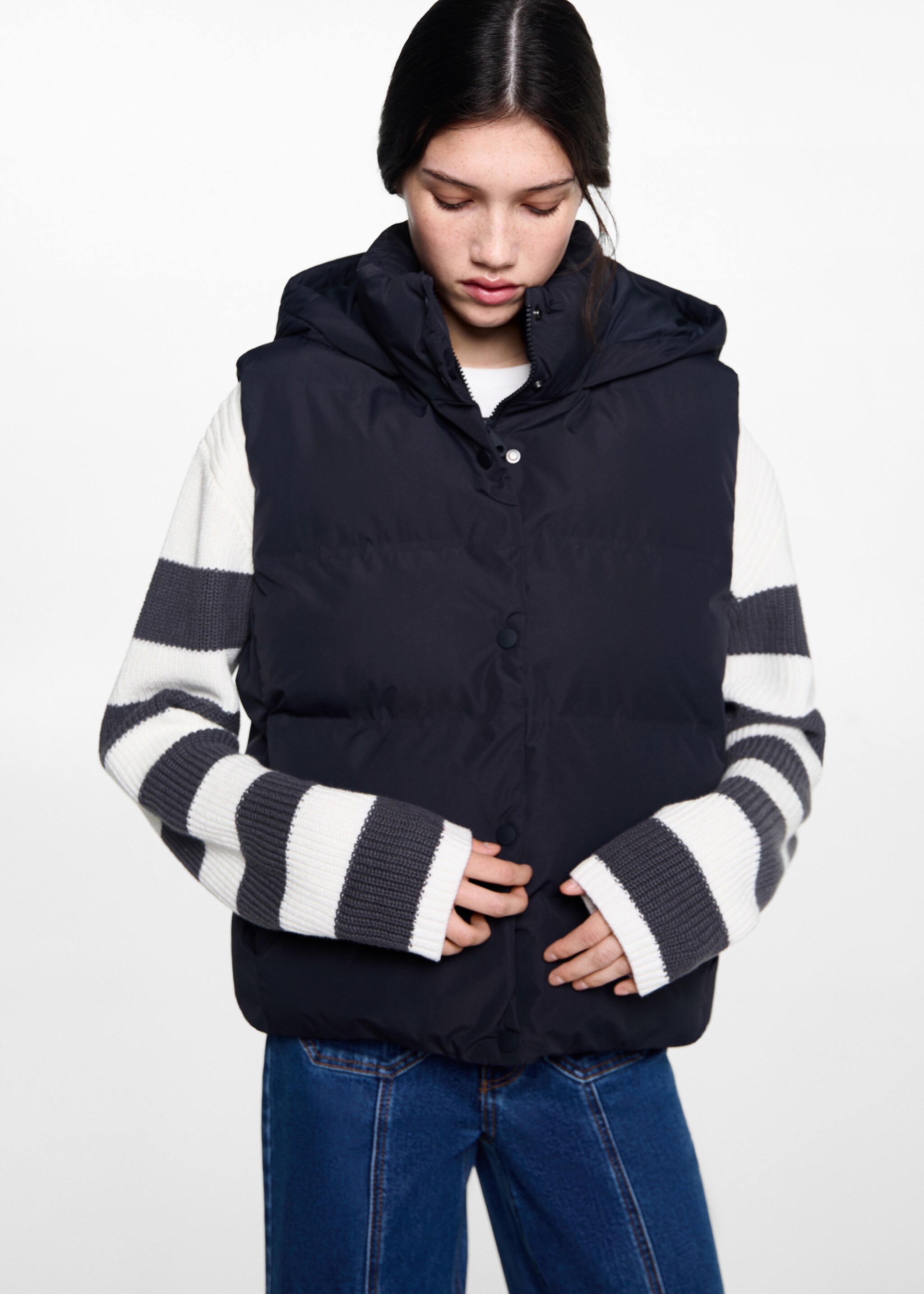 Quilted gilet with hood - Medium plane