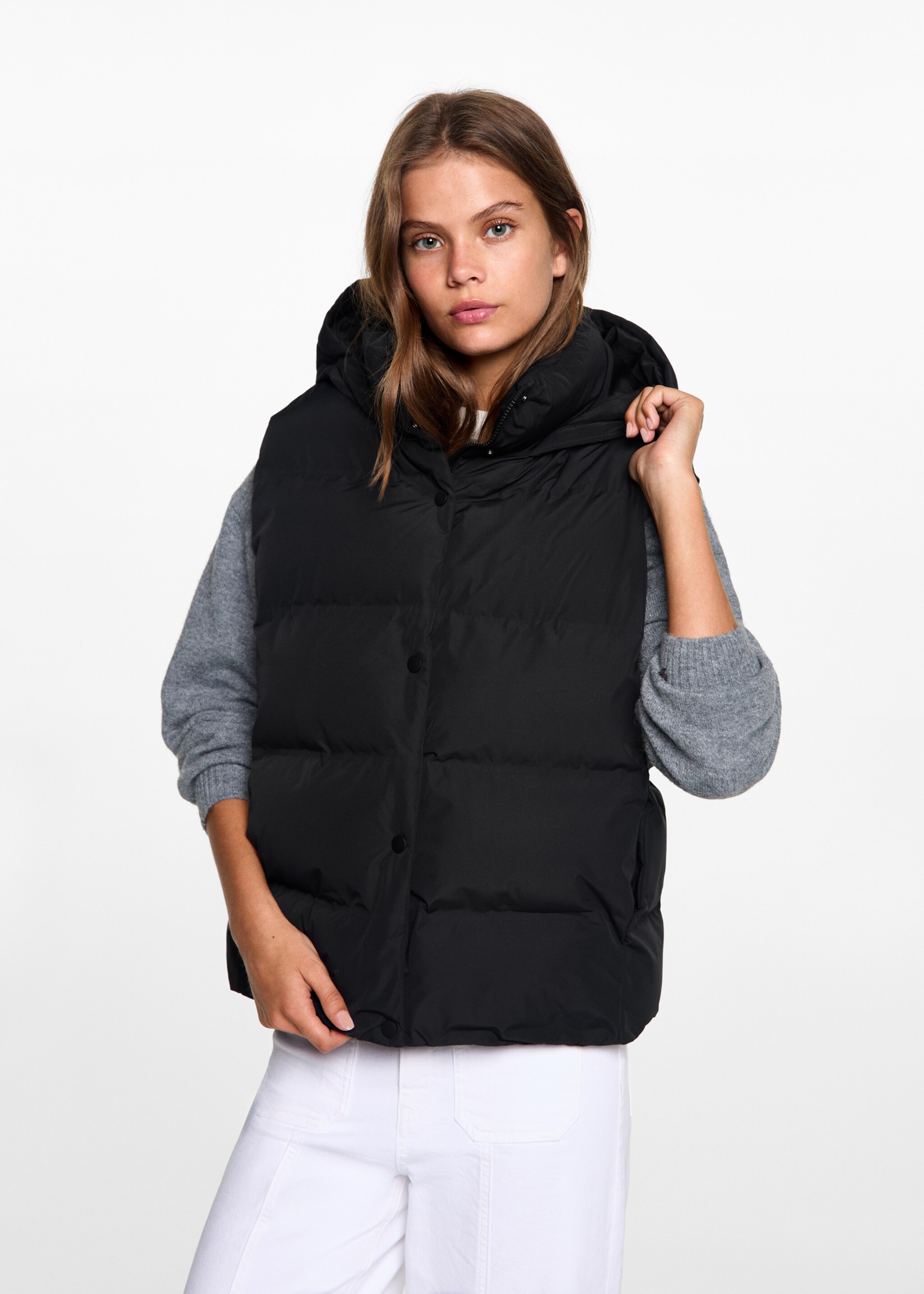 Quilted gilet with hood - Medium plane